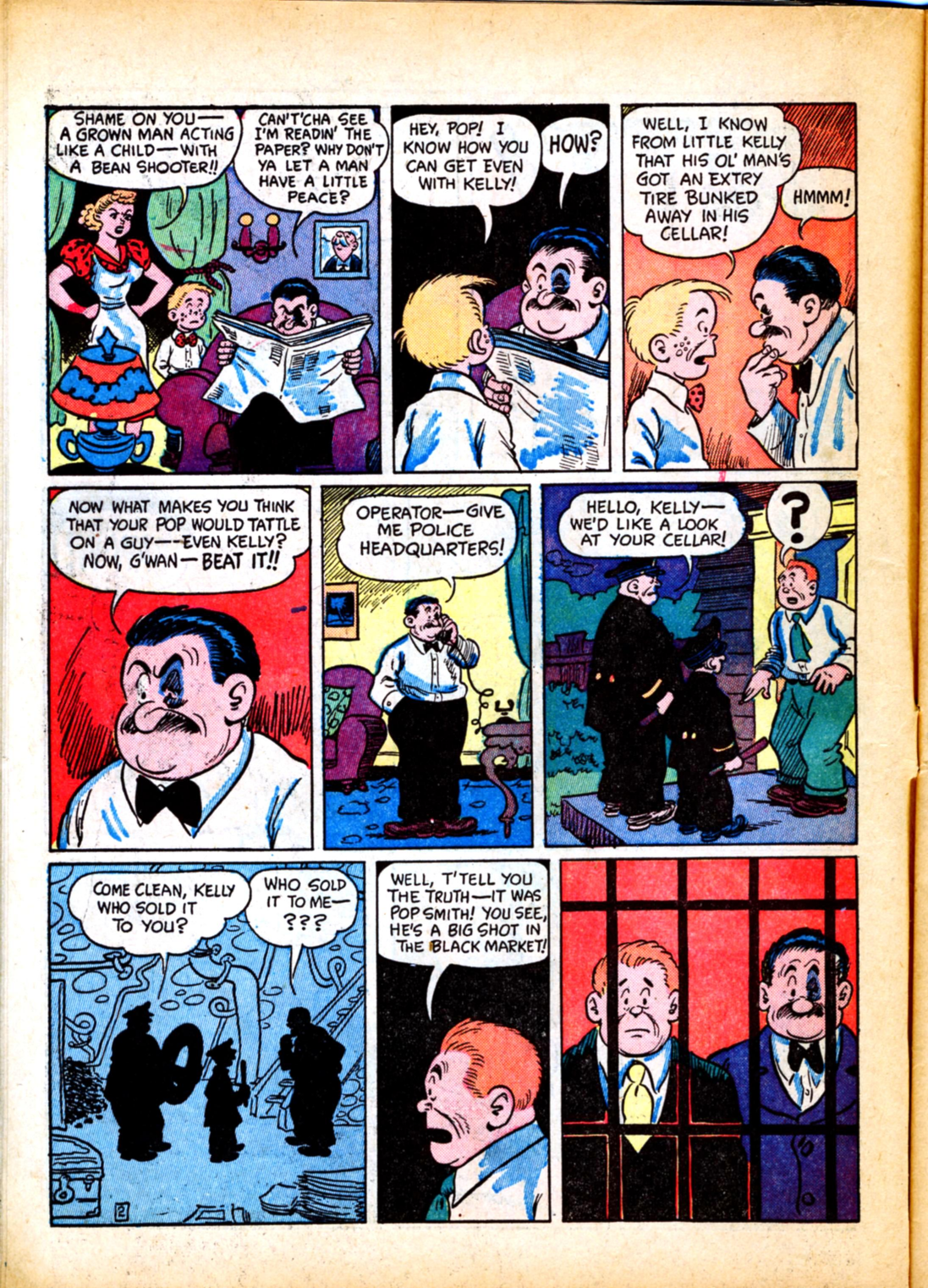 Blue Beetle (Fox / Dan Garrett), page 19. Blue Beetle (Dan Garrett). Public domain in the United States for Fox/Holyoke-era issues. Not Charlton or DC. Internet Archive folkscanomy scans used when Comic Book Plus returns 403.