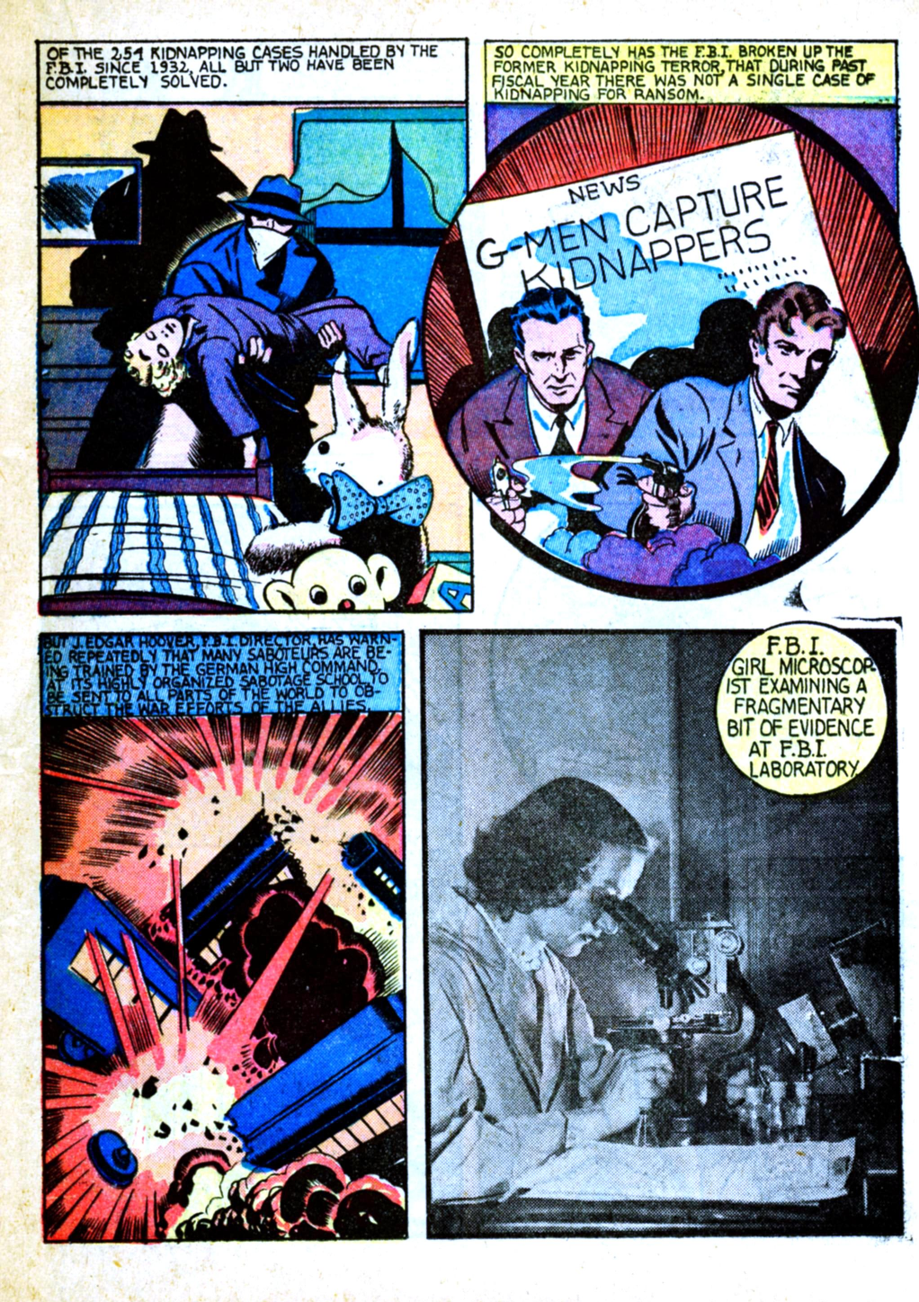 Blue Beetle (Fox / Dan Garrett), page 34. Blue Beetle (Dan Garrett). Public domain in the United States for Fox/Holyoke-era issues. Not Charlton or DC. Internet Archive folkscanomy scans used when Comic Book Plus returns 403.
