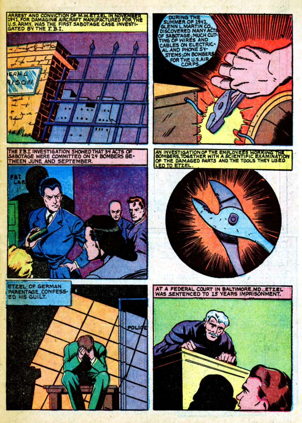 Blue Beetle (Fox / Dan Garrett), page 38. Blue Beetle (Dan Garrett). Public domain in the United States for Fox/Holyoke-era issues. Not Charlton or DC. Internet Archive folkscanomy scans used when Comic Book Plus returns 403.