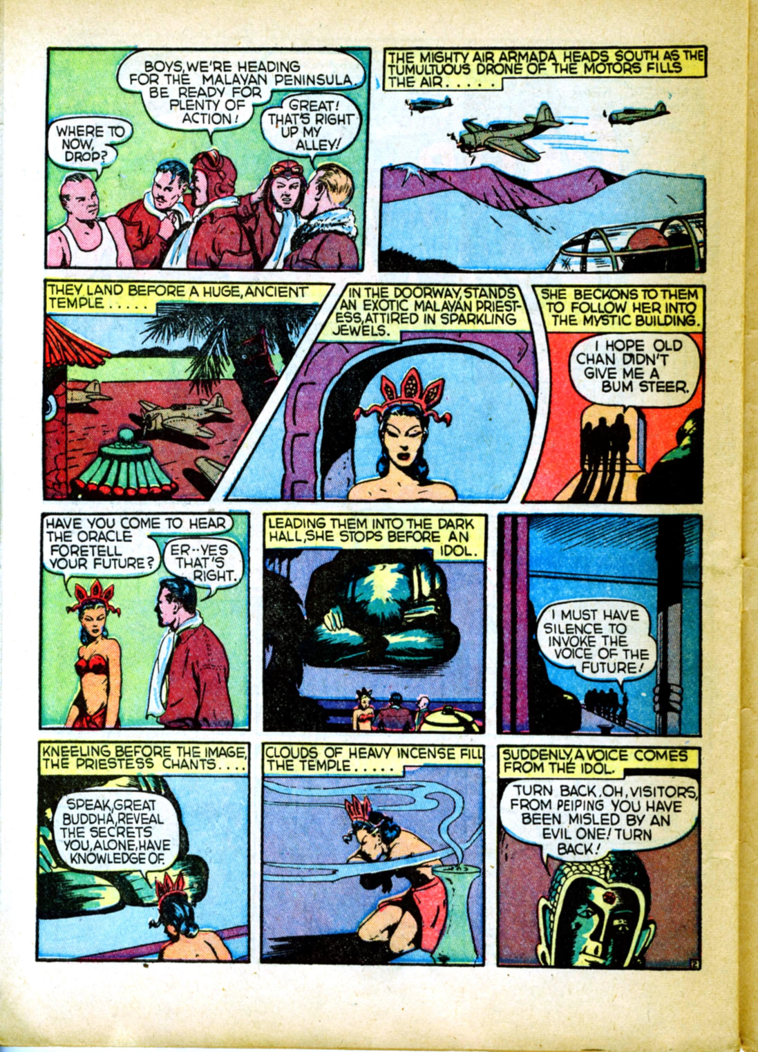 Blue Beetle (Fox / Dan Garrett), page 55. Blue Beetle (Dan Garrett). Public domain in the United States for Fox/Holyoke-era issues. Not Charlton or DC. Internet Archive folkscanomy scans used when Comic Book Plus returns 403.