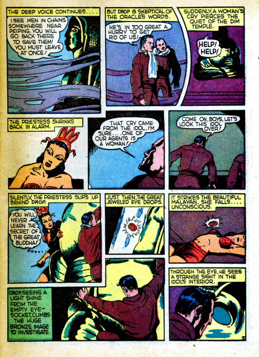 Blue Beetle (Fox / Dan Garrett), page 56. Blue Beetle (Dan Garrett). Public domain in the United States for Fox/Holyoke-era issues. Not Charlton or DC. Internet Archive folkscanomy scans used when Comic Book Plus returns 403.