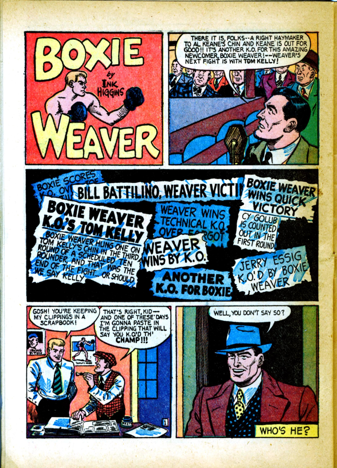 Blue Beetle (Fox / Dan Garrett), page 61. Blue Beetle (Dan Garrett). Public domain in the United States for Fox/Holyoke-era issues. Not Charlton or DC. Internet Archive folkscanomy scans used when Comic Book Plus returns 403.