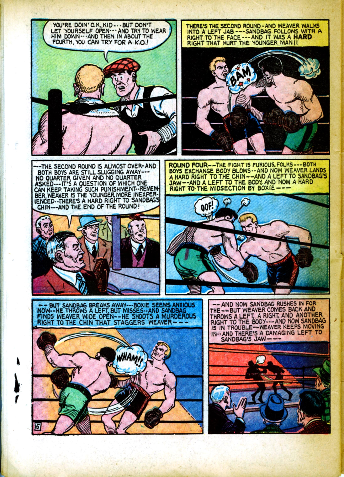 Blue Beetle (Fox / Dan Garrett), page 65. Blue Beetle (Dan Garrett). Public domain in the United States for Fox/Holyoke-era issues. Not Charlton or DC. Internet Archive folkscanomy scans used when Comic Book Plus returns 403.