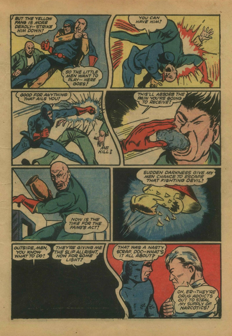 Blue Beetle (Fox / Dan Garrett), page 24. Blue Beetle (Dan Garrett). Public domain in the United States for Fox/Holyoke-era issues. Not Charlton or DC. Internet Archive folkscanomy scans used when Comic Book Plus returns 403.