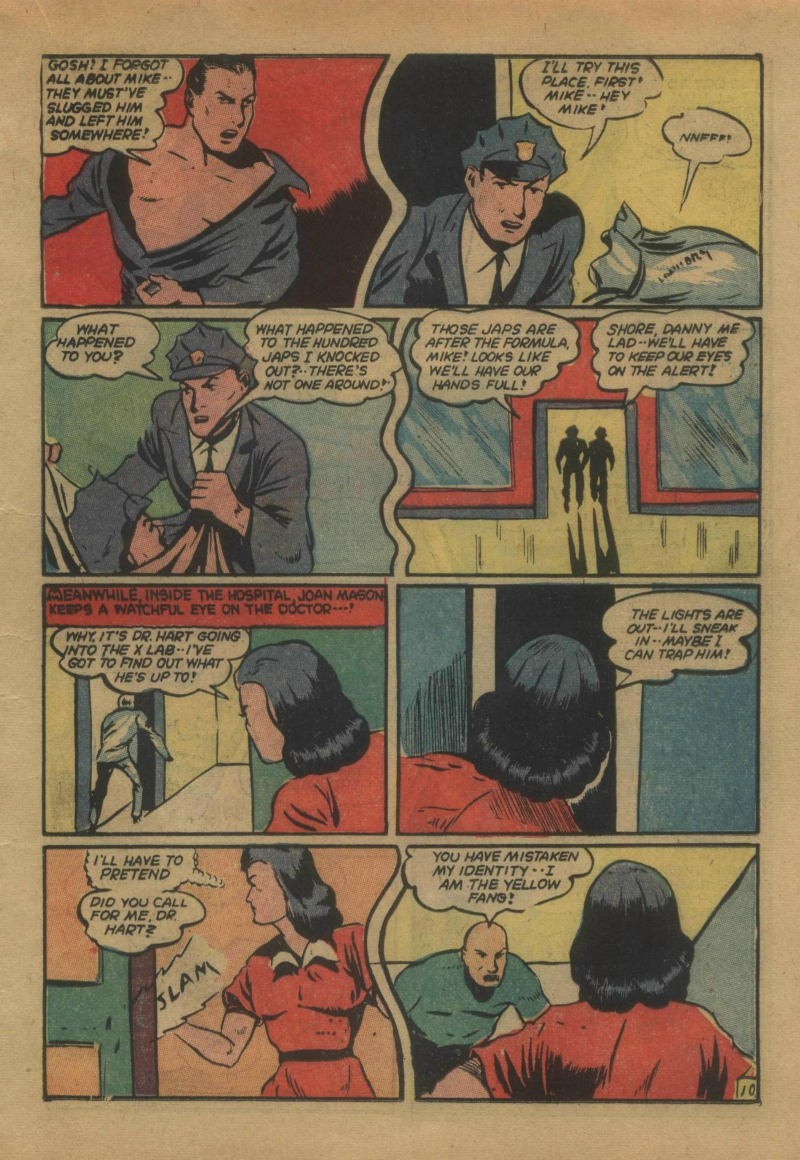 Blue Beetle (Fox / Dan Garrett), page 30. Blue Beetle (Dan Garrett). Public domain in the United States for Fox/Holyoke-era issues. Not Charlton or DC. Internet Archive folkscanomy scans used when Comic Book Plus returns 403.