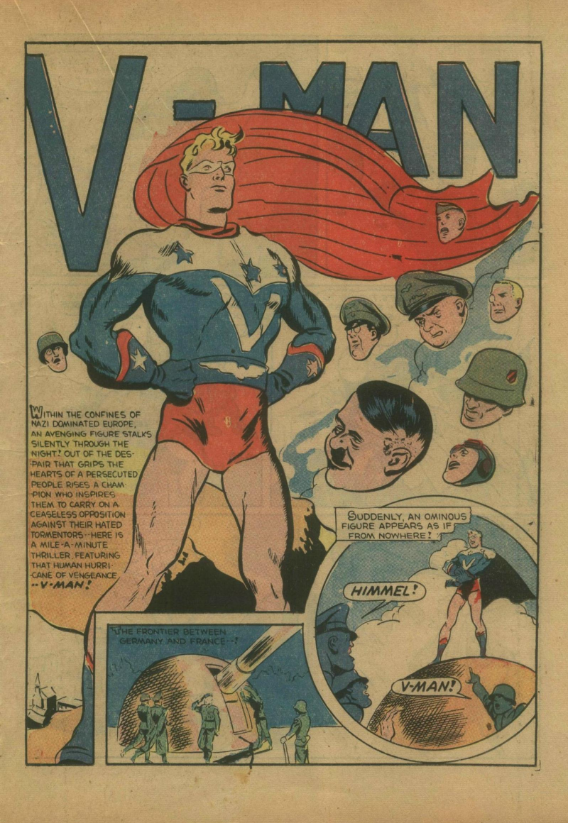 Blue Beetle (Fox / Dan Garrett), page 38. Blue Beetle (Dan Garrett). Public domain in the United States for Fox/Holyoke-era issues. Not Charlton or DC. Internet Archive folkscanomy scans used when Comic Book Plus returns 403.