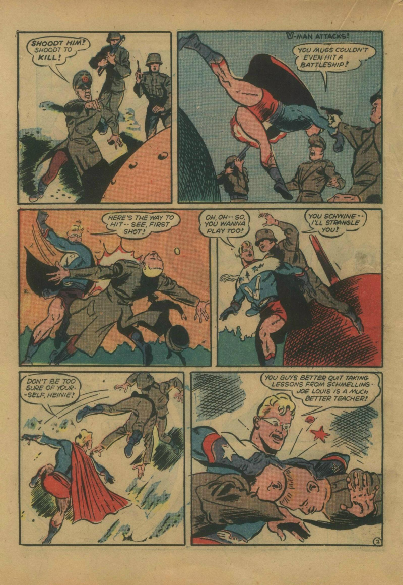 Blue Beetle (Fox / Dan Garrett), page 39. Blue Beetle (Dan Garrett). Public domain in the United States for Fox/Holyoke-era issues. Not Charlton or DC. Internet Archive folkscanomy scans used when Comic Book Plus returns 403.