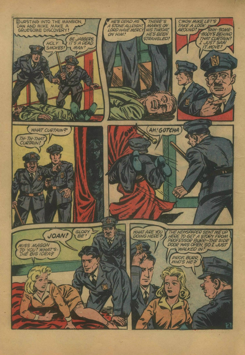 Blue Beetle (Fox / Dan Garrett), page 5. Blue Beetle (Dan Garrett). Public domain in the United States for Fox/Holyoke-era issues. Not Charlton or DC. Internet Archive folkscanomy scans used when Comic Book Plus returns 403.