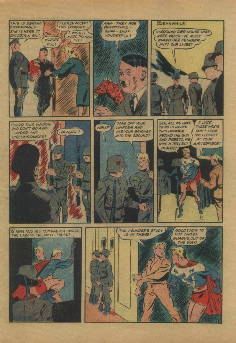 Blue Beetle (Fox / Dan Garrett), page 44. Blue Beetle (Dan Garrett). Public domain in the United States for Fox/Holyoke-era issues. Not Charlton or DC. Internet Archive folkscanomy scans used when Comic Book Plus returns 403.