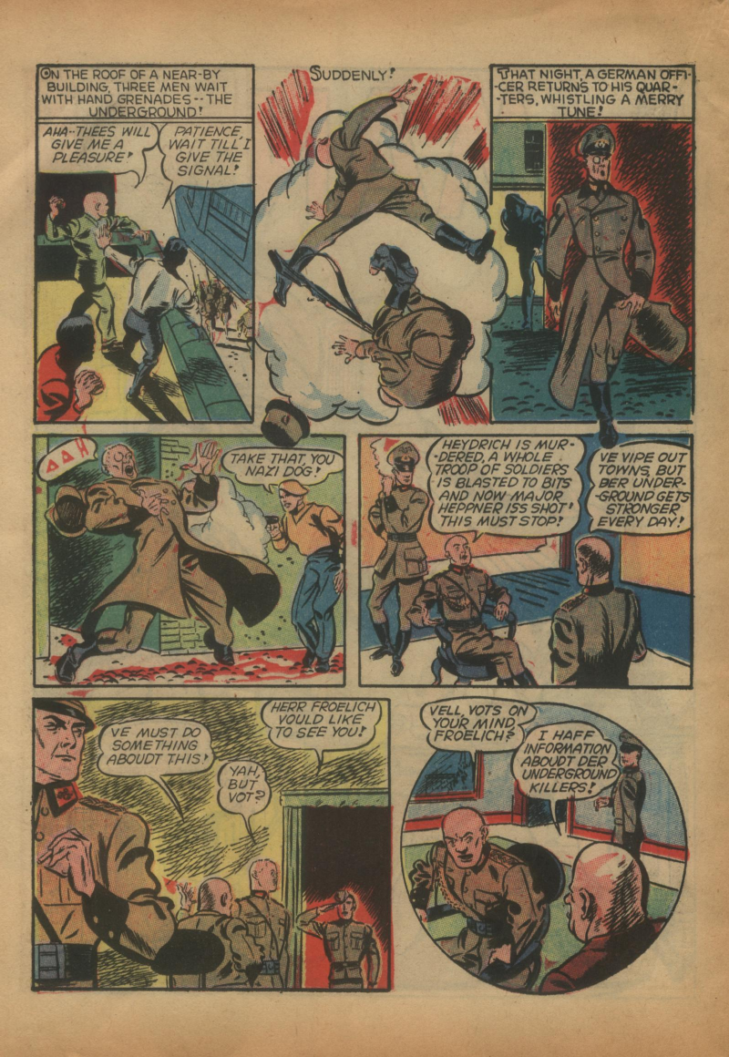 Blue Beetle (Fox / Dan Garrett), page 39. Blue Beetle (Dan Garrett). Public domain in the United States for Fox/Holyoke-era issues. Not Charlton or DC. Internet Archive folkscanomy scans used when Comic Book Plus returns 403.