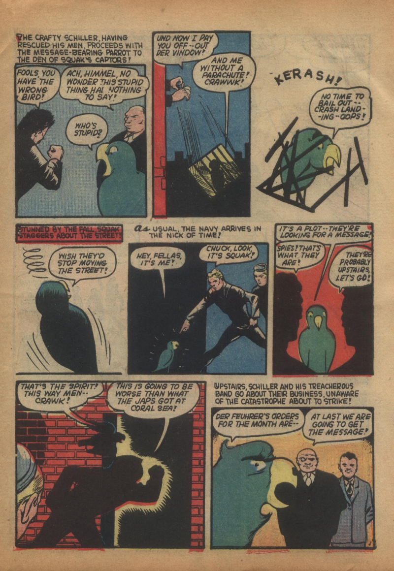 Blue Beetle (Fox / Dan Garrett), page 52. Blue Beetle (Dan Garrett). Public domain in the United States for Fox/Holyoke-era issues. Not Charlton or DC. Internet Archive folkscanomy scans used when Comic Book Plus returns 403.
