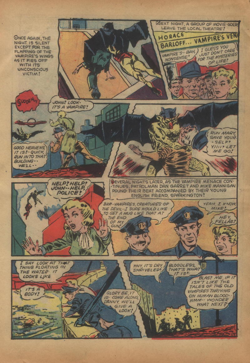 Blue Beetle (Fox / Dan Garrett), page 55. Blue Beetle (Dan Garrett). Public domain in the United States for Fox/Holyoke-era issues. Not Charlton or DC. Internet Archive folkscanomy scans used when Comic Book Plus returns 403.