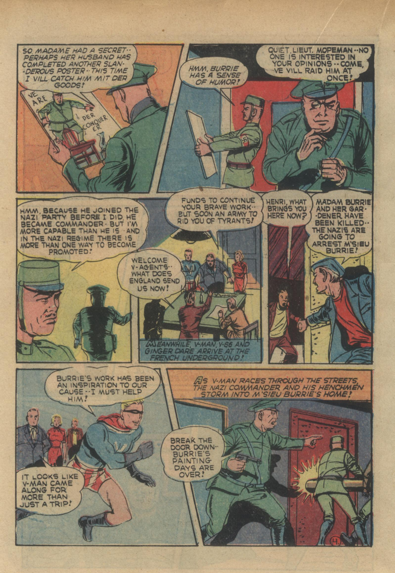 Blue Beetle (Fox / Dan Garrett), page 41. Blue Beetle (Dan Garrett). Public domain in the United States for Fox/Holyoke-era issues. Not Charlton or DC. Internet Archive folkscanomy scans used when Comic Book Plus returns 403.