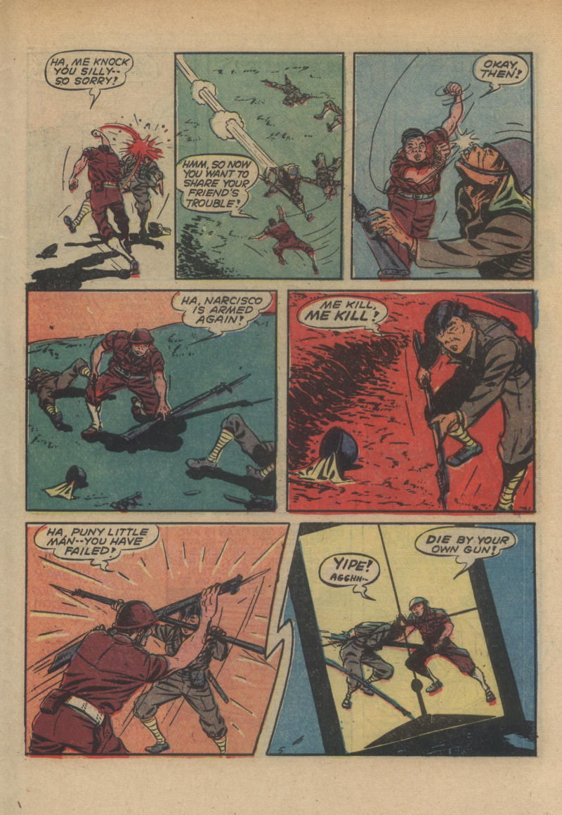 Blue Beetle (Fox / Dan Garrett), page 52. Blue Beetle (Dan Garrett). Public domain in the United States for Fox/Holyoke-era issues. Not Charlton or DC. Internet Archive folkscanomy scans used when Comic Book Plus returns 403.