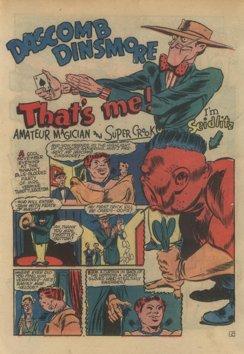 Blue Beetle (Fox / Dan Garrett), page 55. Blue Beetle (Dan Garrett). Public domain in the United States for Fox/Holyoke-era issues. Not Charlton or DC. Internet Archive folkscanomy scans used when Comic Book Plus returns 403.