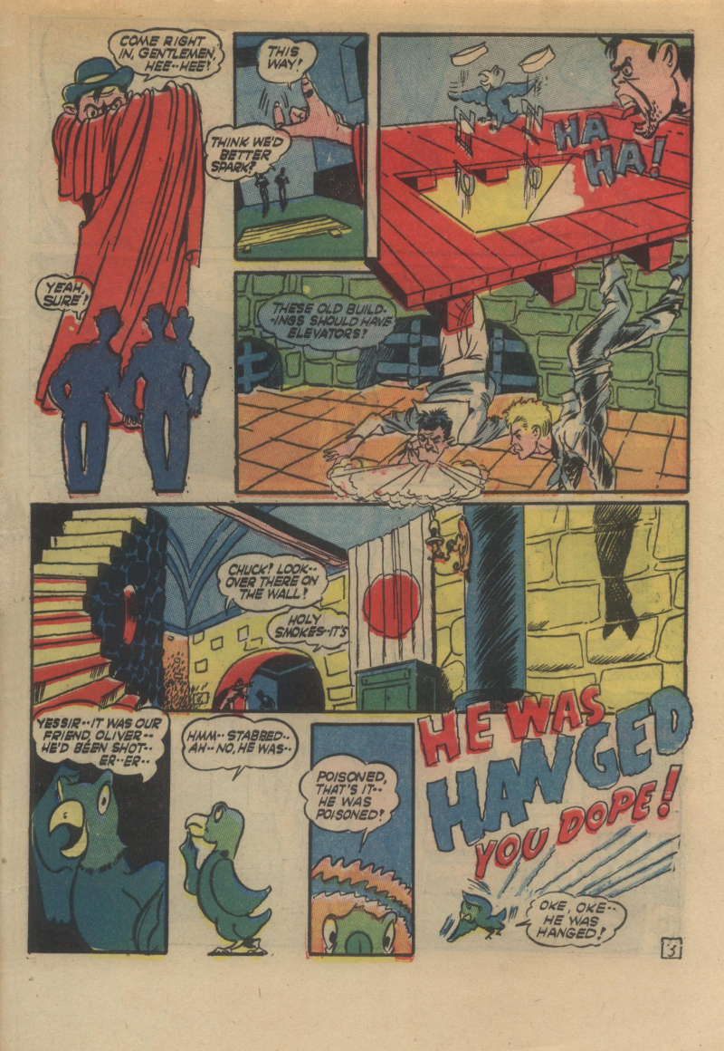 Blue Beetle (Fox / Dan Garrett), page 64. Blue Beetle (Dan Garrett). Public domain in the United States for Fox/Holyoke-era issues. Not Charlton or DC. Internet Archive folkscanomy scans used when Comic Book Plus returns 403.