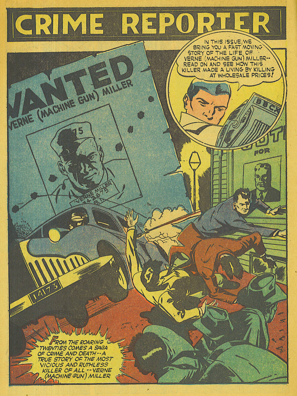 Blue Beetle (Fox / Dan Garrett), page 13. Blue Beetle (Dan Garrett). Public domain in the United States for Fox/Holyoke-era issues. Not Charlton or DC. Internet Archive folkscanomy scans used when Comic Book Plus returns 403.