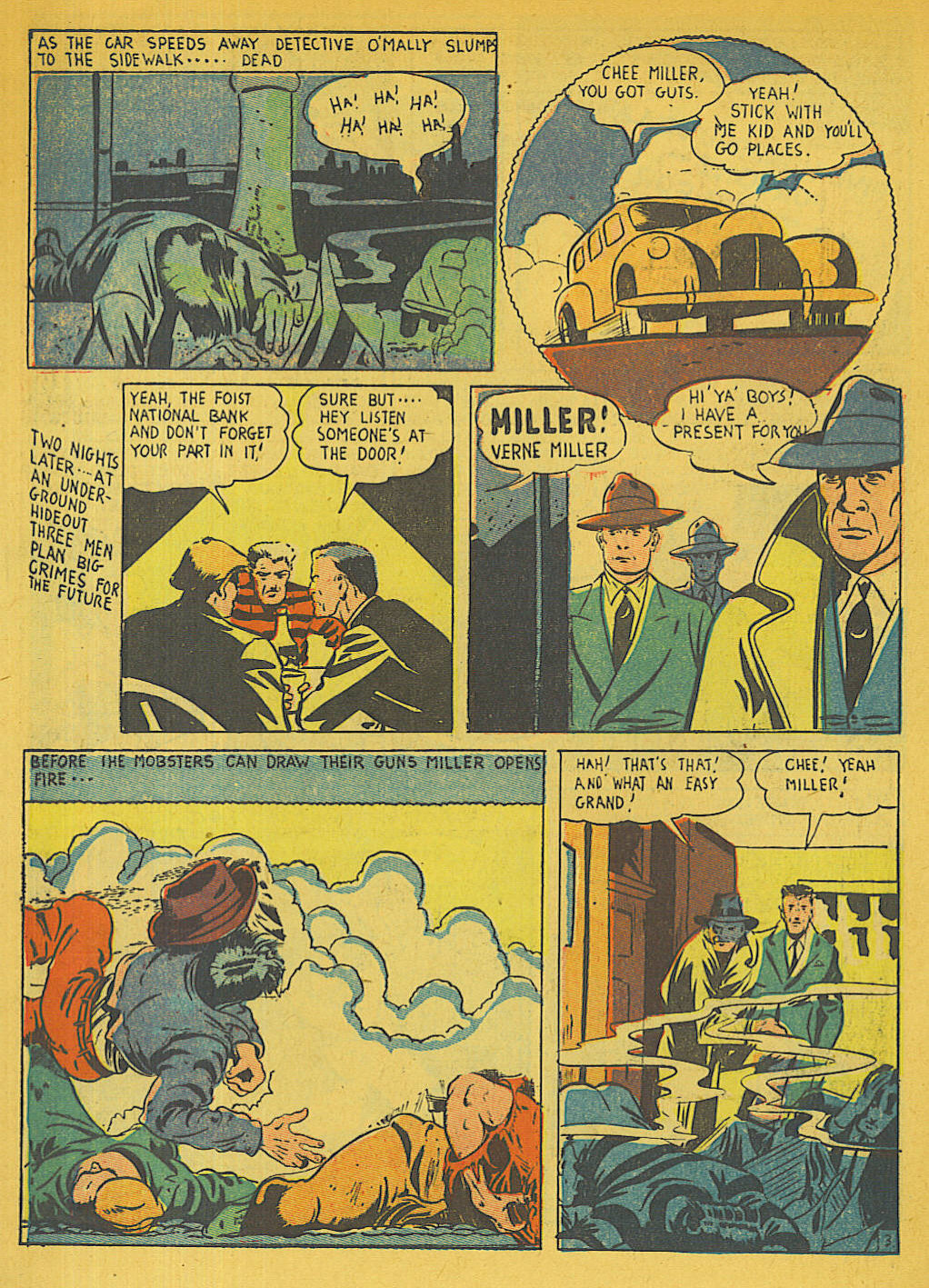 Blue Beetle (Fox / Dan Garrett), page 15. Blue Beetle (Dan Garrett). Public domain in the United States for Fox/Holyoke-era issues. Not Charlton or DC. Internet Archive folkscanomy scans used when Comic Book Plus returns 403.