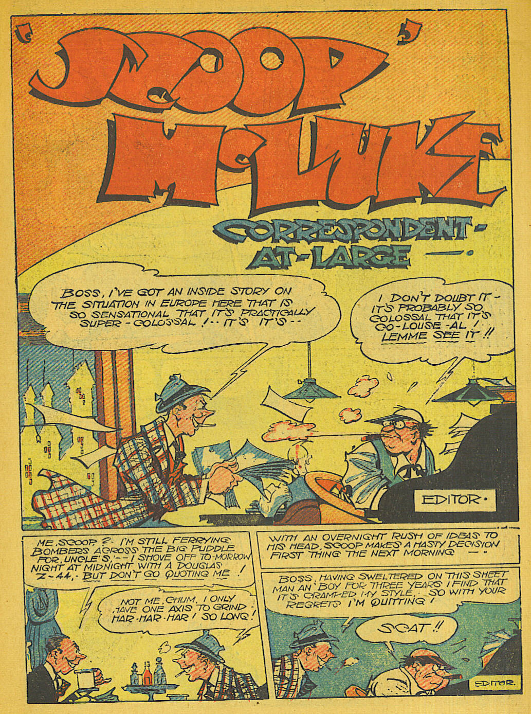 Blue Beetle (Fox / Dan Garrett), page 20. Blue Beetle (Dan Garrett). Public domain in the United States for Fox/Holyoke-era issues. Not Charlton or DC. Internet Archive folkscanomy scans used when Comic Book Plus returns 403.