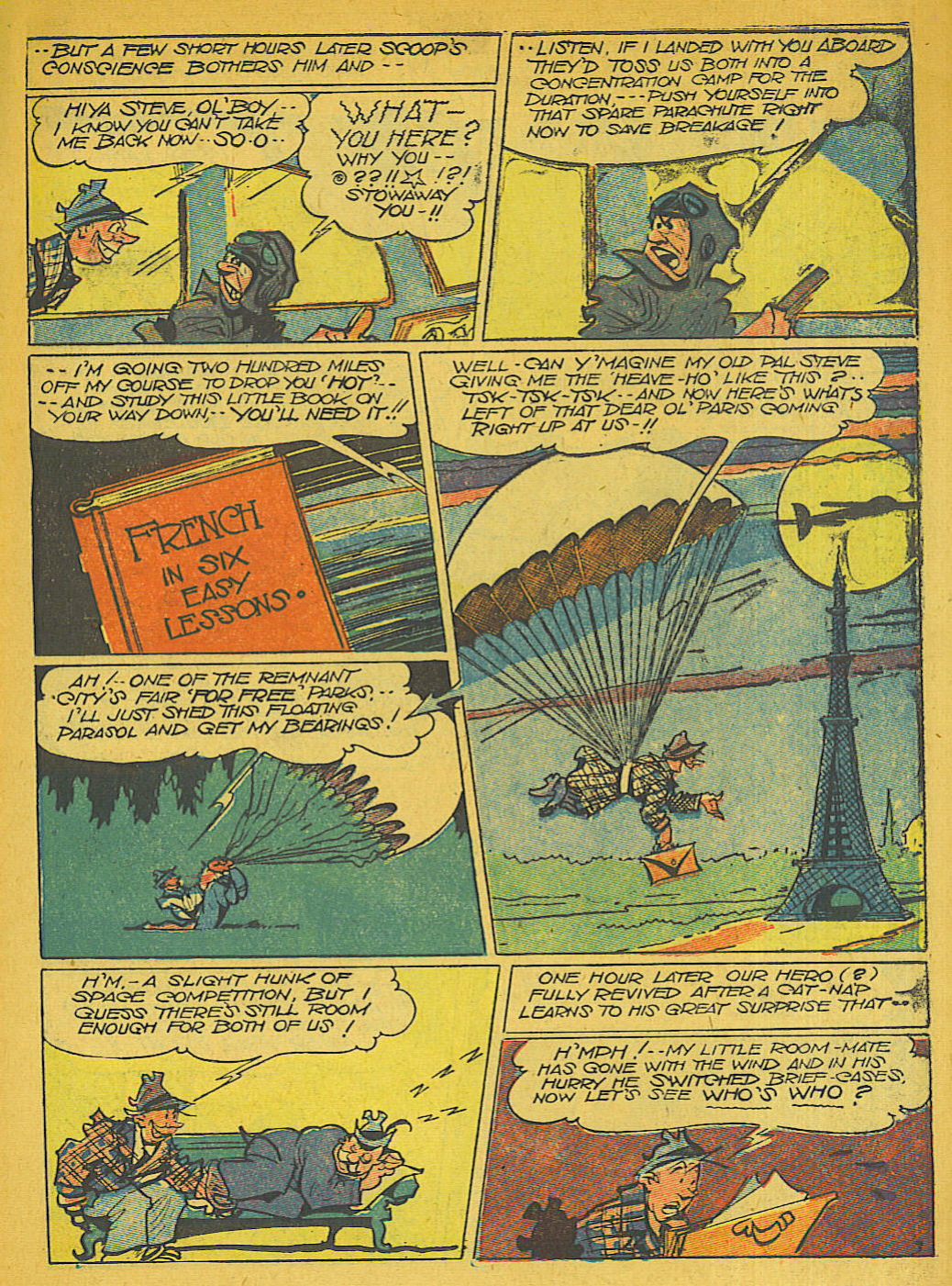 Blue Beetle (Fox / Dan Garrett), page 22. Blue Beetle (Dan Garrett). Public domain in the United States for Fox/Holyoke-era issues. Not Charlton or DC. Internet Archive folkscanomy scans used when Comic Book Plus returns 403.
