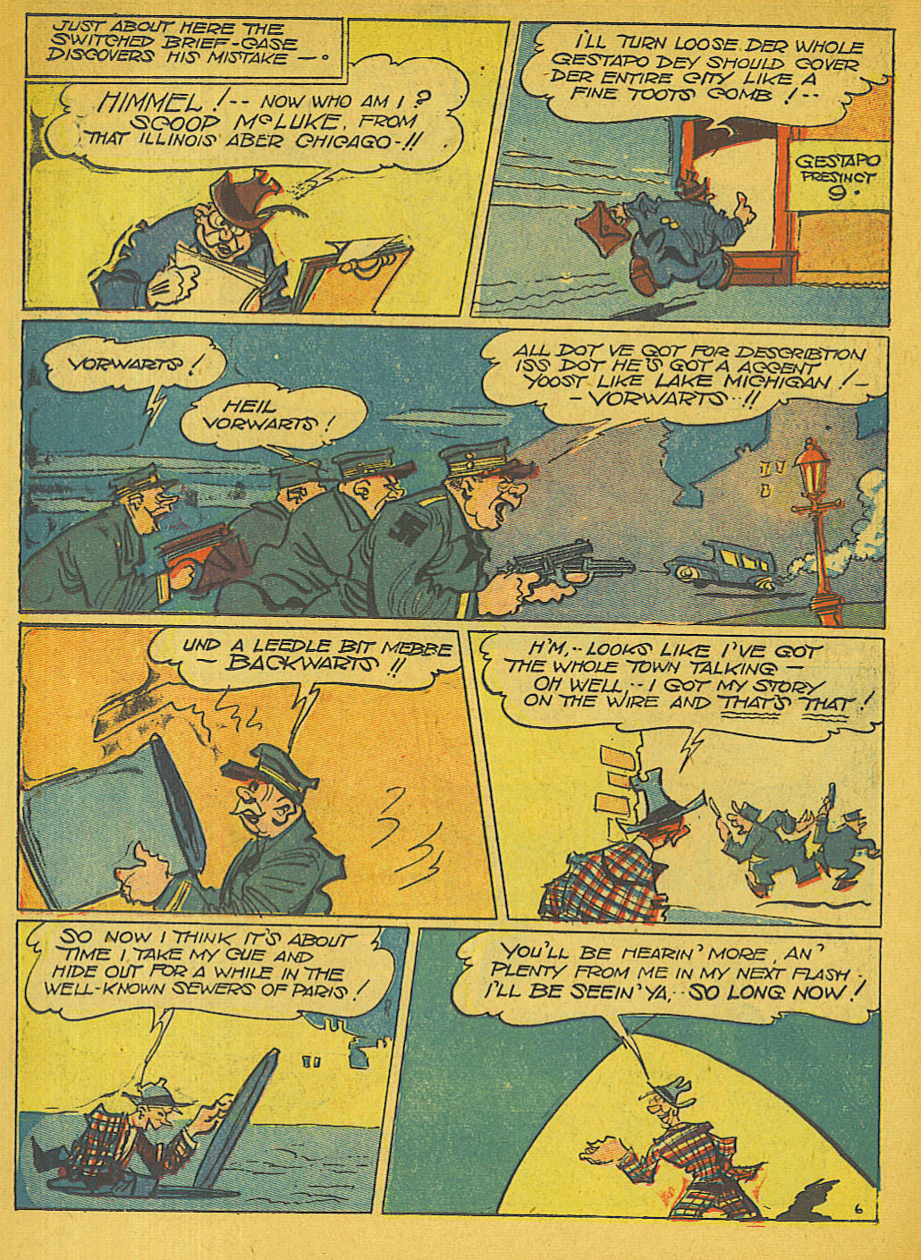 Blue Beetle (Fox / Dan Garrett), page 25. Blue Beetle (Dan Garrett). Public domain in the United States for Fox/Holyoke-era issues. Not Charlton or DC. Internet Archive folkscanomy scans used when Comic Book Plus returns 403.