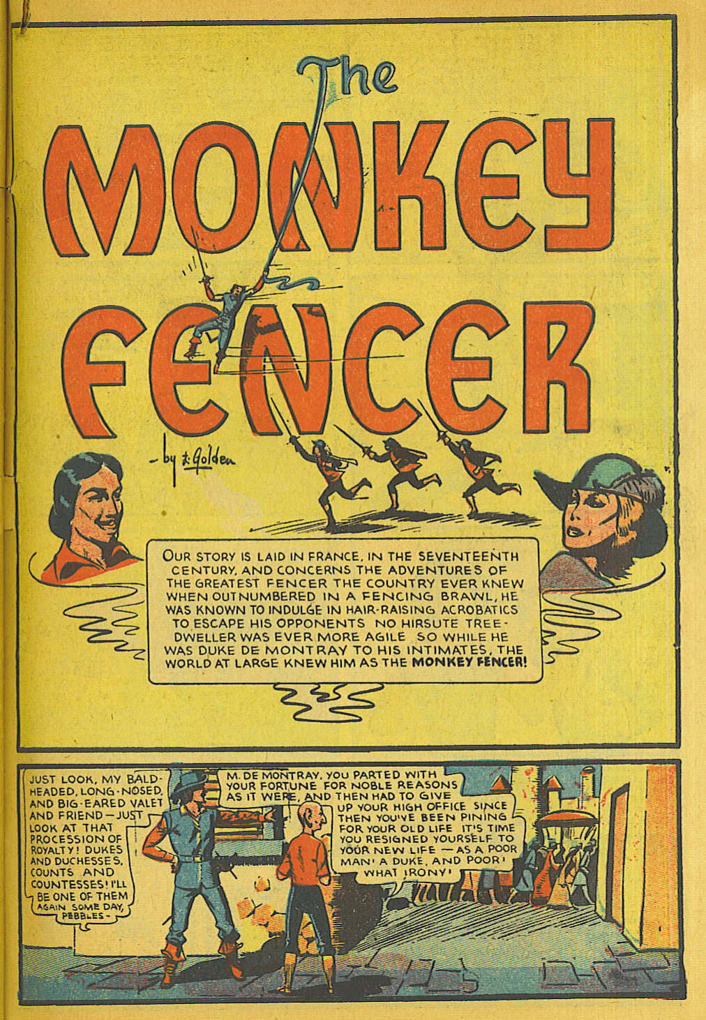 Blue Beetle (Fox / Dan Garrett), page 58. Blue Beetle (Dan Garrett). Public domain in the United States for Fox/Holyoke-era issues. Not Charlton or DC. Internet Archive folkscanomy scans used when Comic Book Plus returns 403.
