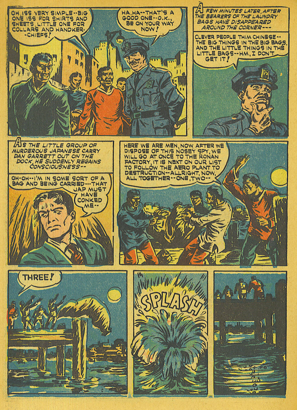Blue Beetle (Fox / Dan Garrett), page 9. Blue Beetle (Dan Garrett). Public domain in the United States for Fox/Holyoke-era issues. Not Charlton or DC. Internet Archive folkscanomy scans used when Comic Book Plus returns 403.