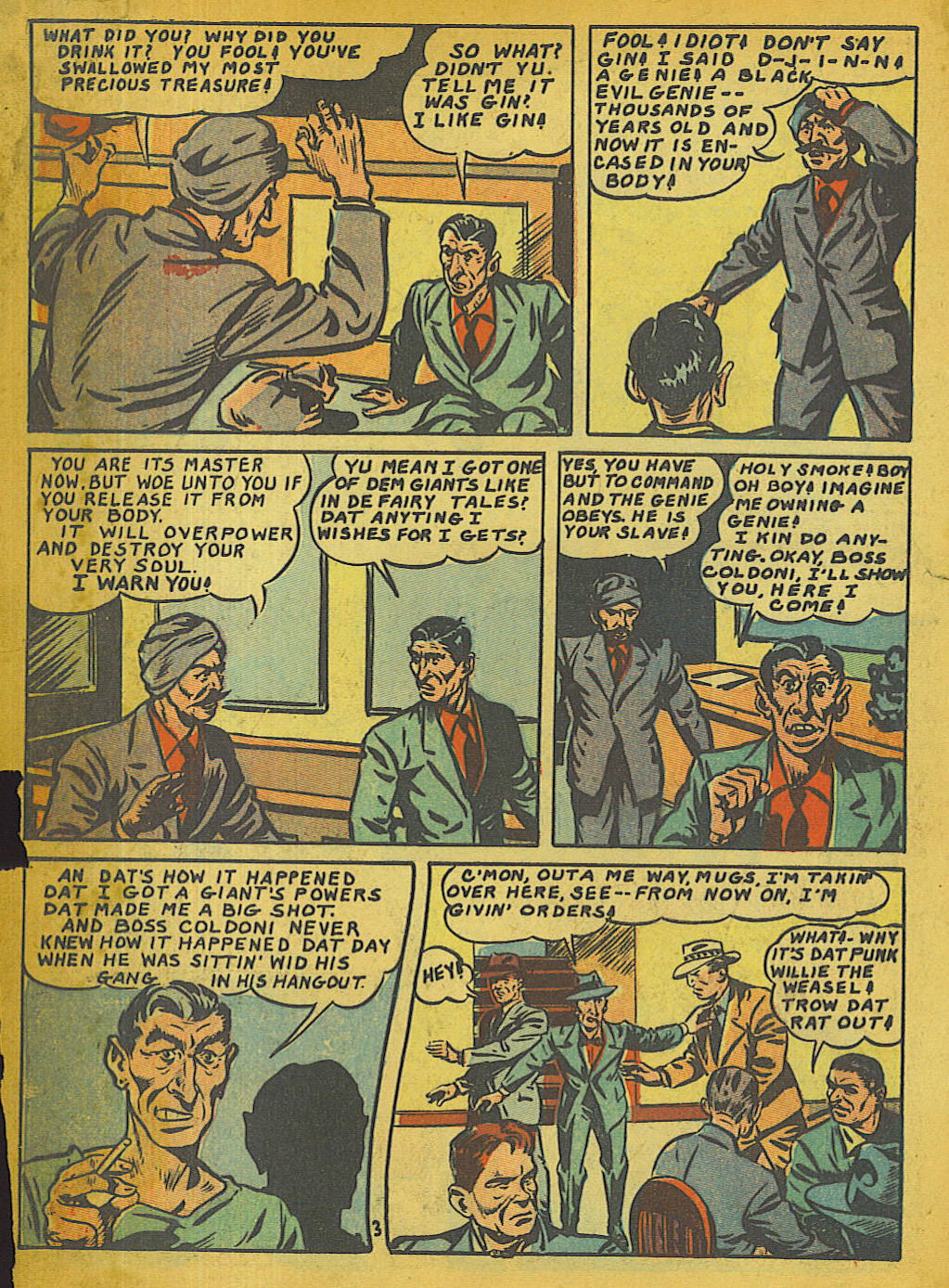 Blue Beetle (Fox / Dan Garrett), page 4. Blue Beetle (Dan Garrett). Public domain in the United States for Fox/Holyoke-era issues. Not Charlton or DC. Internet Archive folkscanomy scans used when Comic Book Plus returns 403.