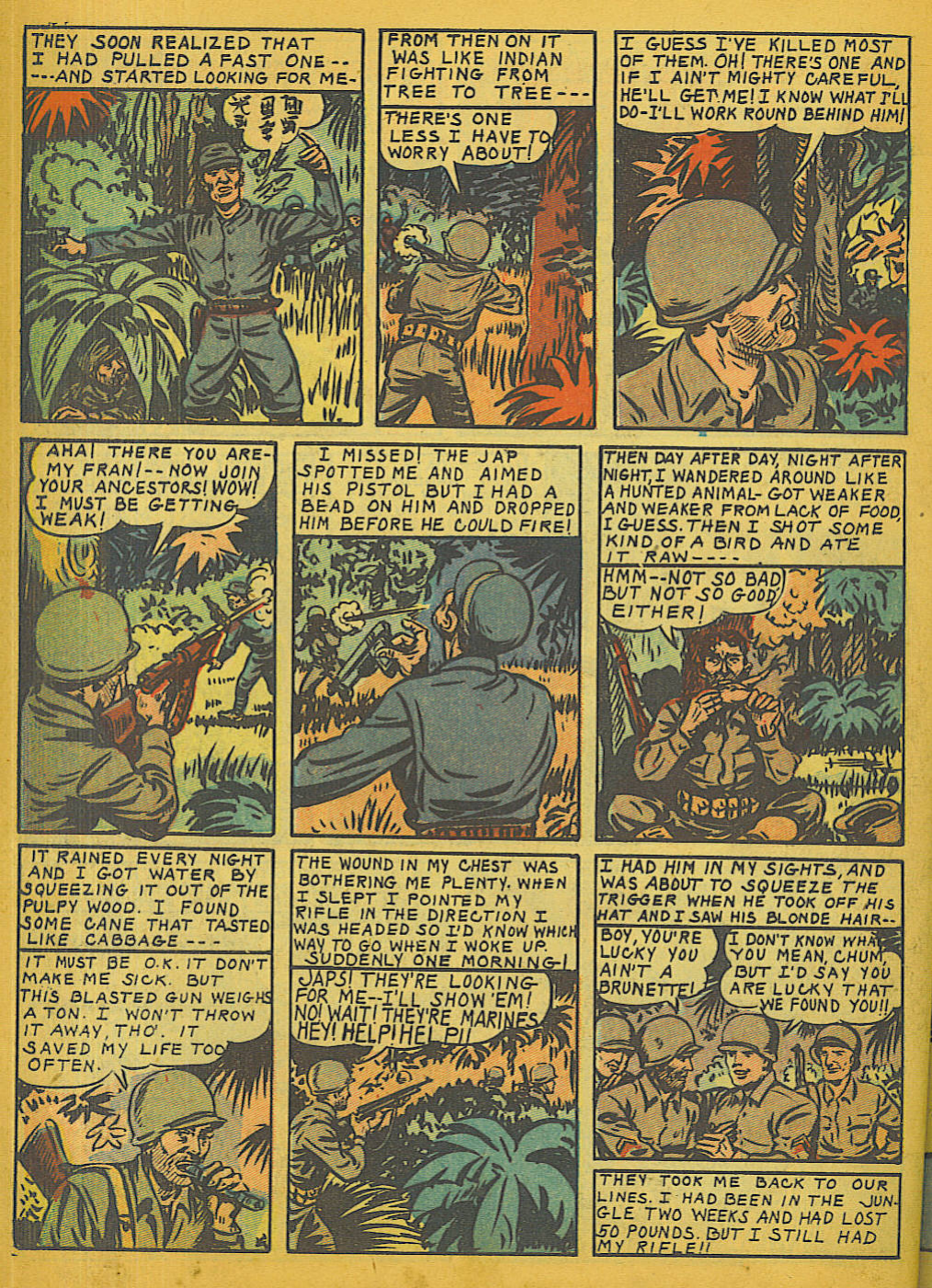 Blue Beetle (Fox / Dan Garrett), page 52. Blue Beetle (Dan Garrett). Public domain in the United States for Fox/Holyoke-era issues. Not Charlton or DC. Internet Archive folkscanomy scans used when Comic Book Plus returns 403.