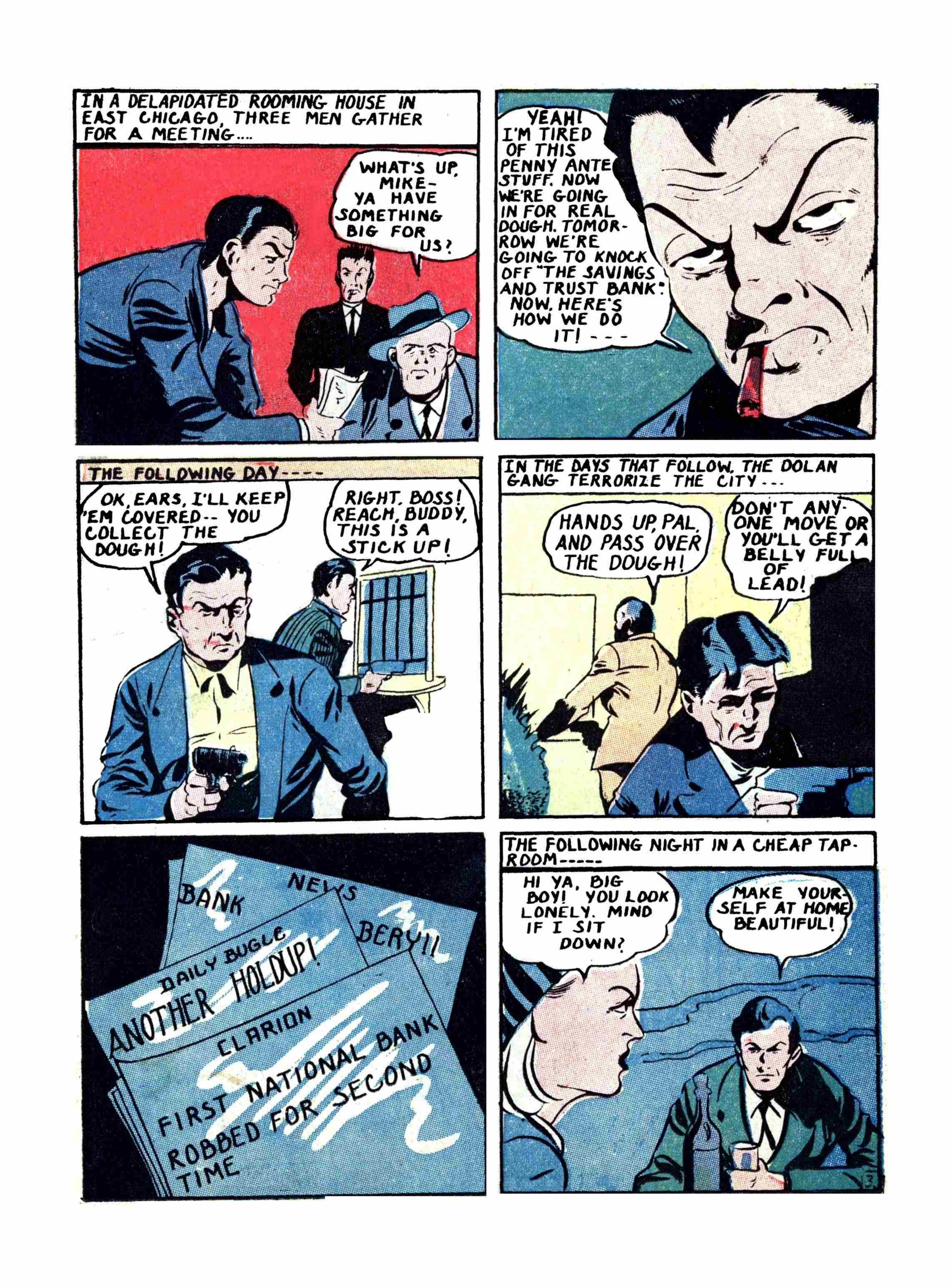 Blue Beetle (Fox / Dan Garrett), page 30. Blue Beetle (Dan Garrett). Public domain in the United States for Fox/Holyoke-era issues. Not Charlton or DC. Internet Archive folkscanomy scans used when Comic Book Plus returns 403.