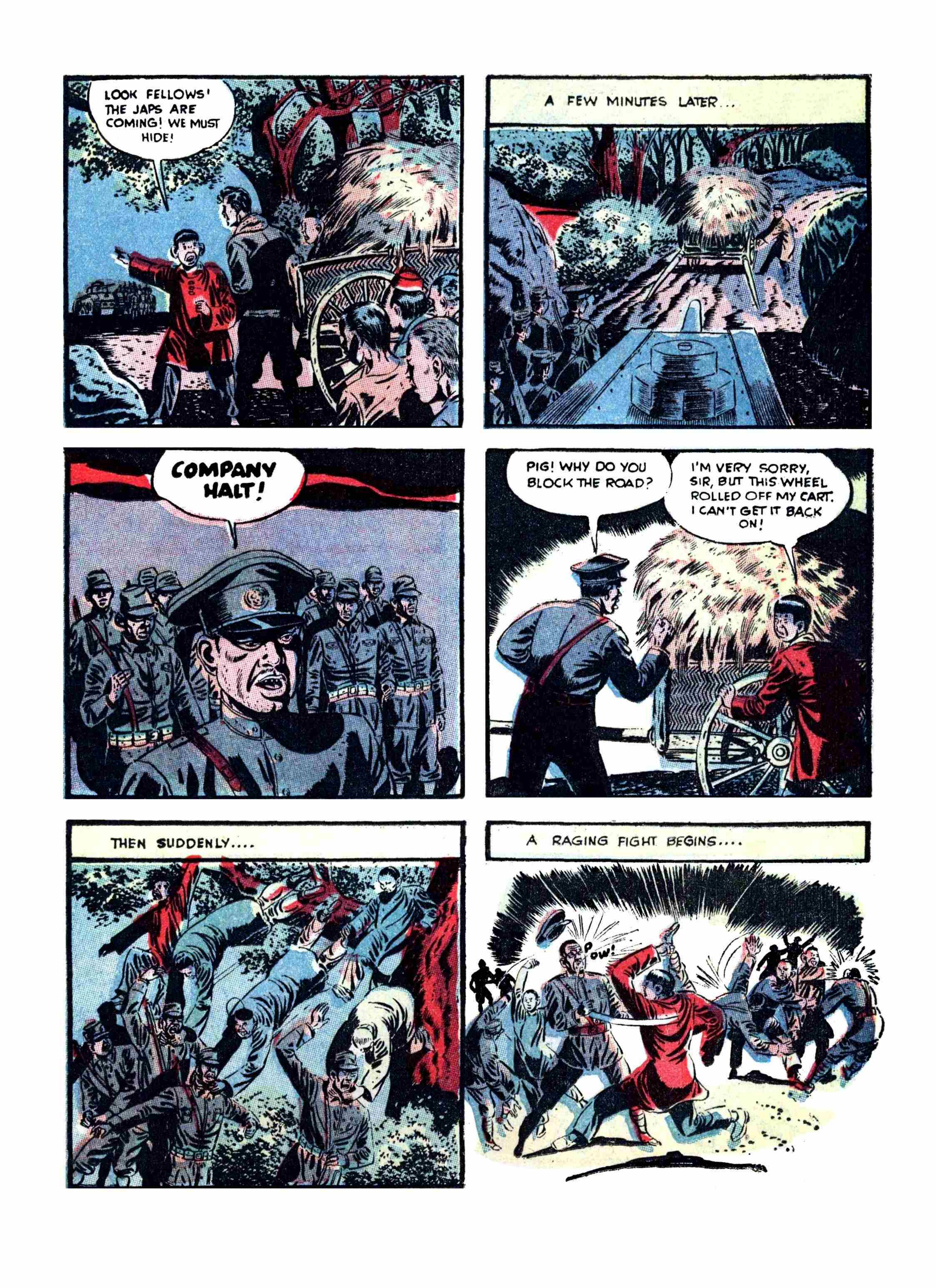 Blue Beetle (Fox / Dan Garrett), page 40. Blue Beetle (Dan Garrett). Public domain in the United States for Fox/Holyoke-era issues. Not Charlton or DC. Internet Archive folkscanomy scans used when Comic Book Plus returns 403.