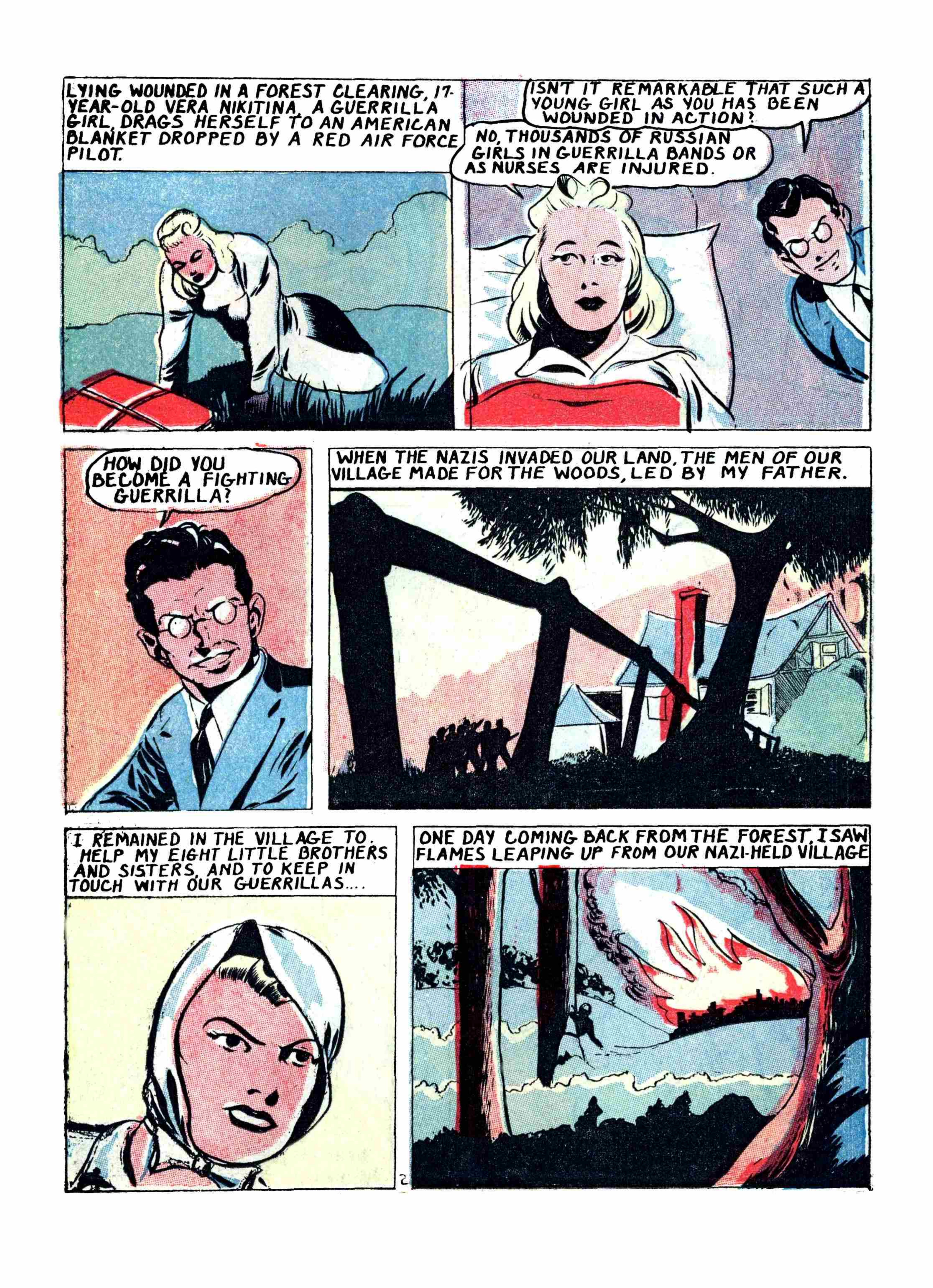 Blue Beetle (Fox / Dan Garrett), page 48. Blue Beetle (Dan Garrett). Public domain in the United States for Fox/Holyoke-era issues. Not Charlton or DC. Internet Archive folkscanomy scans used when Comic Book Plus returns 403.
