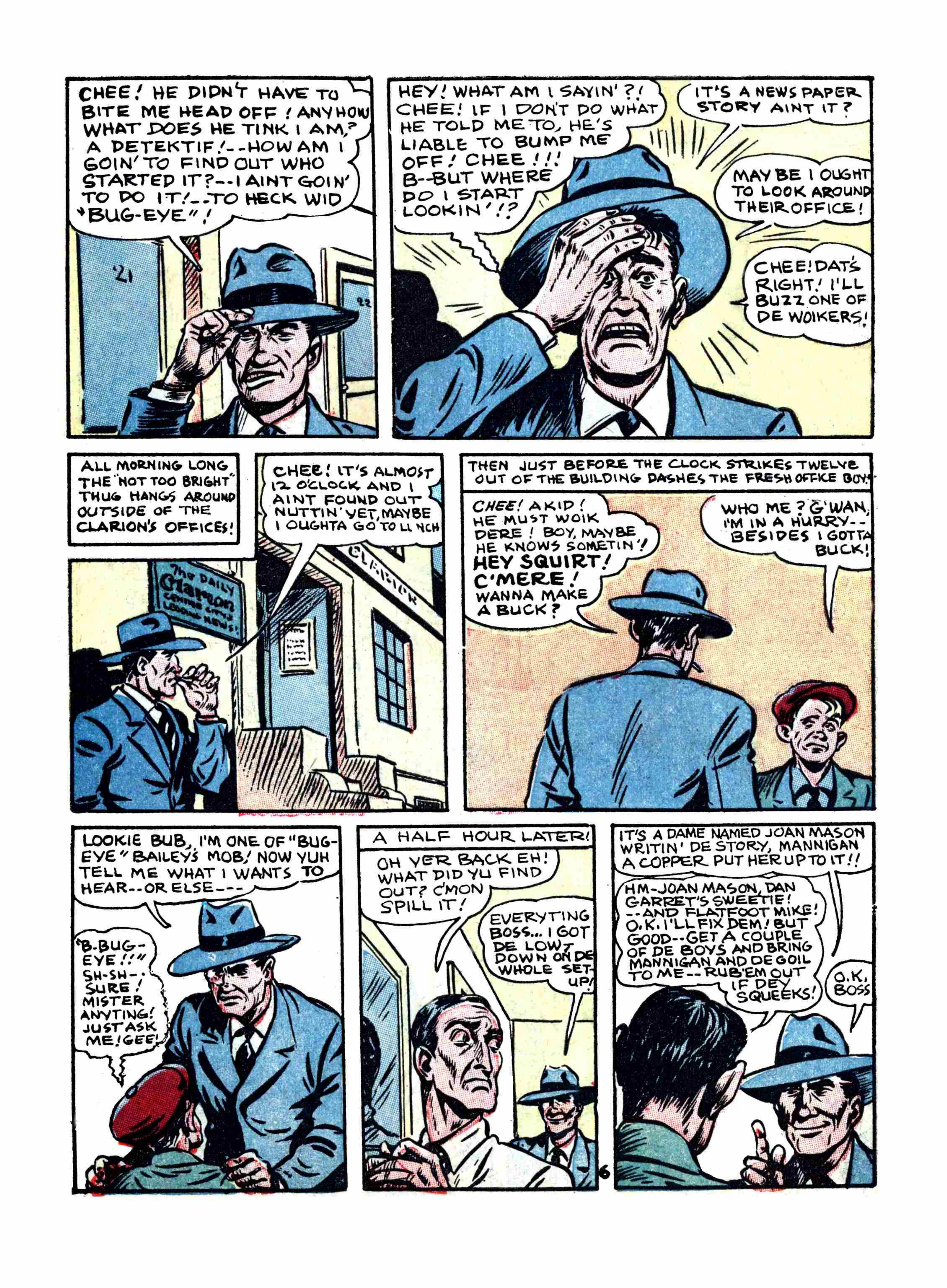 Blue Beetle (Fox / Dan Garrett), page 61. Blue Beetle (Dan Garrett). Public domain in the United States for Fox/Holyoke-era issues. Not Charlton or DC. Internet Archive folkscanomy scans used when Comic Book Plus returns 403.