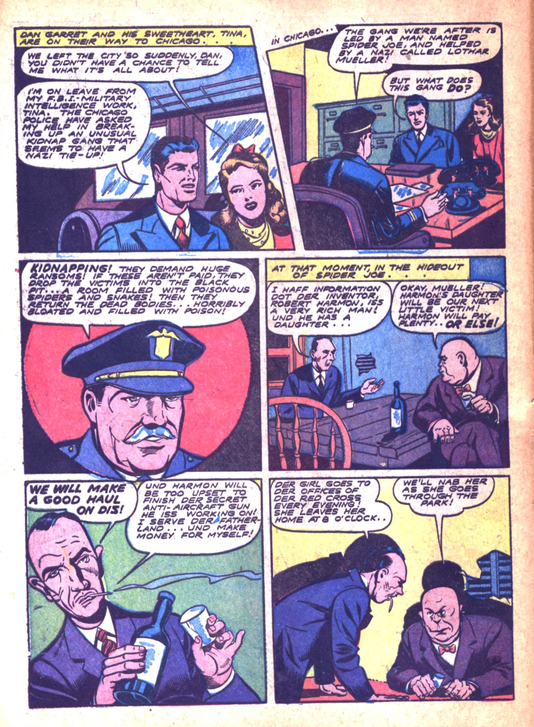 Blue Beetle (Fox / Dan Garrett), page 64. Blue Beetle (Dan Garrett). Public domain in the United States for Fox/Holyoke-era issues. Not Charlton or DC. Internet Archive folkscanomy scans used when Comic Book Plus returns 403.