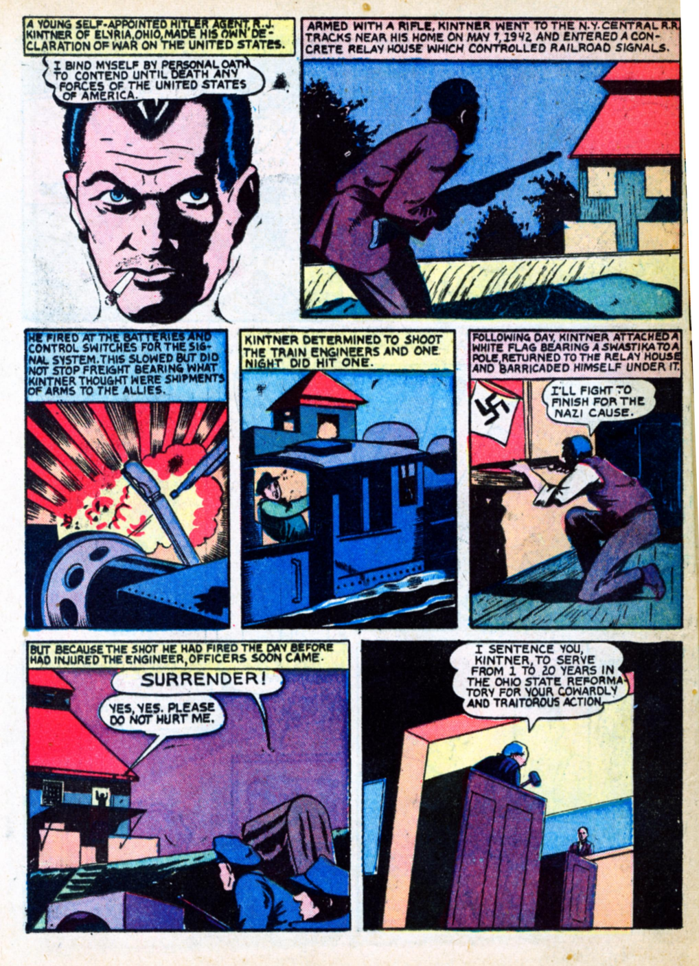 Blue Beetle (Fox / Dan Garrett), page 96. Blue Beetle (Dan Garrett). Public domain in the United States for Fox/Holyoke-era issues. Not Charlton or DC. Internet Archive folkscanomy scans used when Comic Book Plus returns 403.