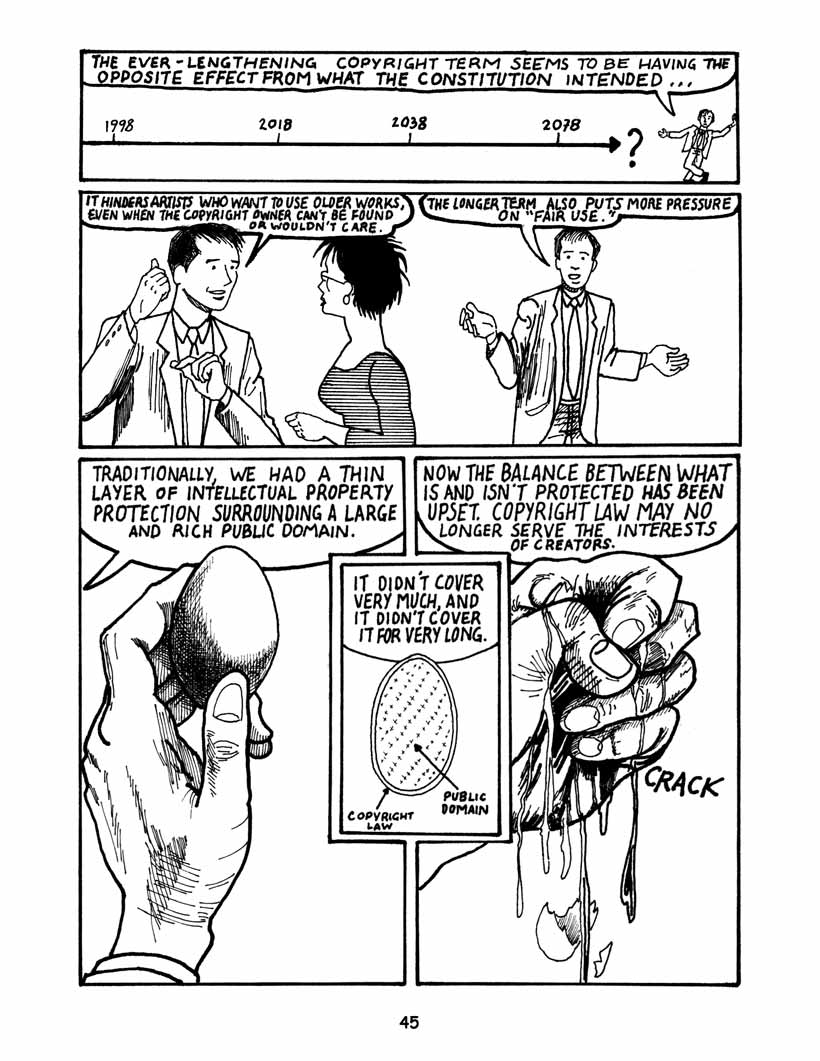 Bound by Law? Tales from the Public Domain, page 46. Bound by Law? Tales from the Public Domain by Keith Aoki, James Boyle, and Jennifer Jenkins, CC BY-NC-SA 2.5. Duke Center for the Study of the Public Domain. https://web.law.duke.edu/cspd/comics/digital/