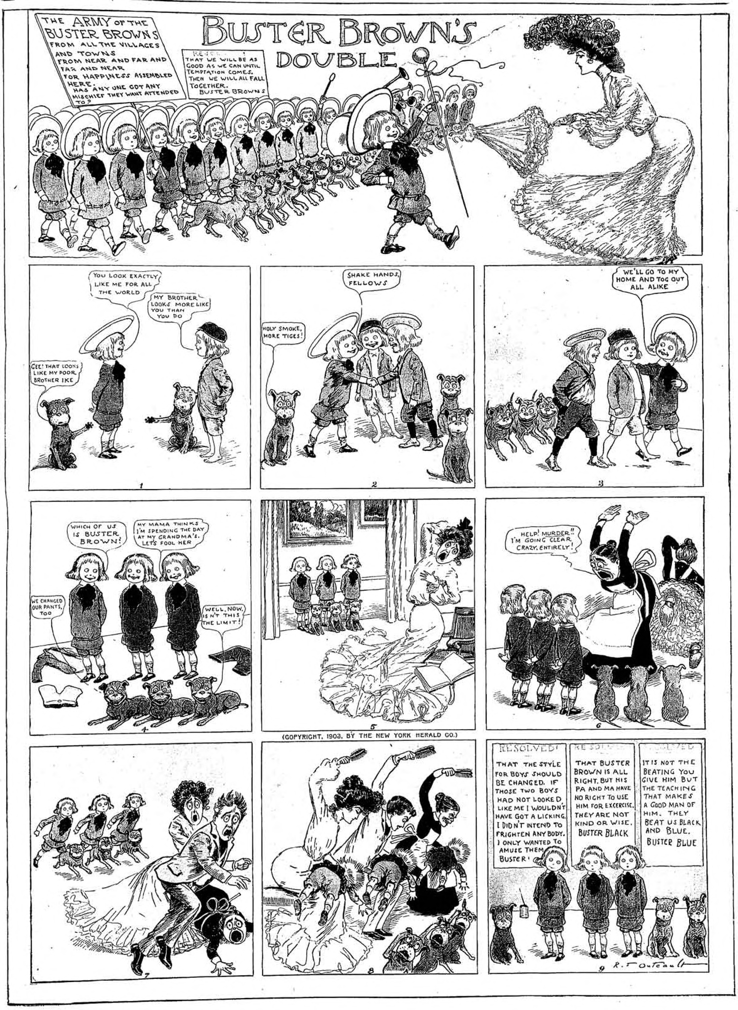 Buster Brown, Sunday page 1903 (11). R. F. Outcault, New York Herald. Public domain.