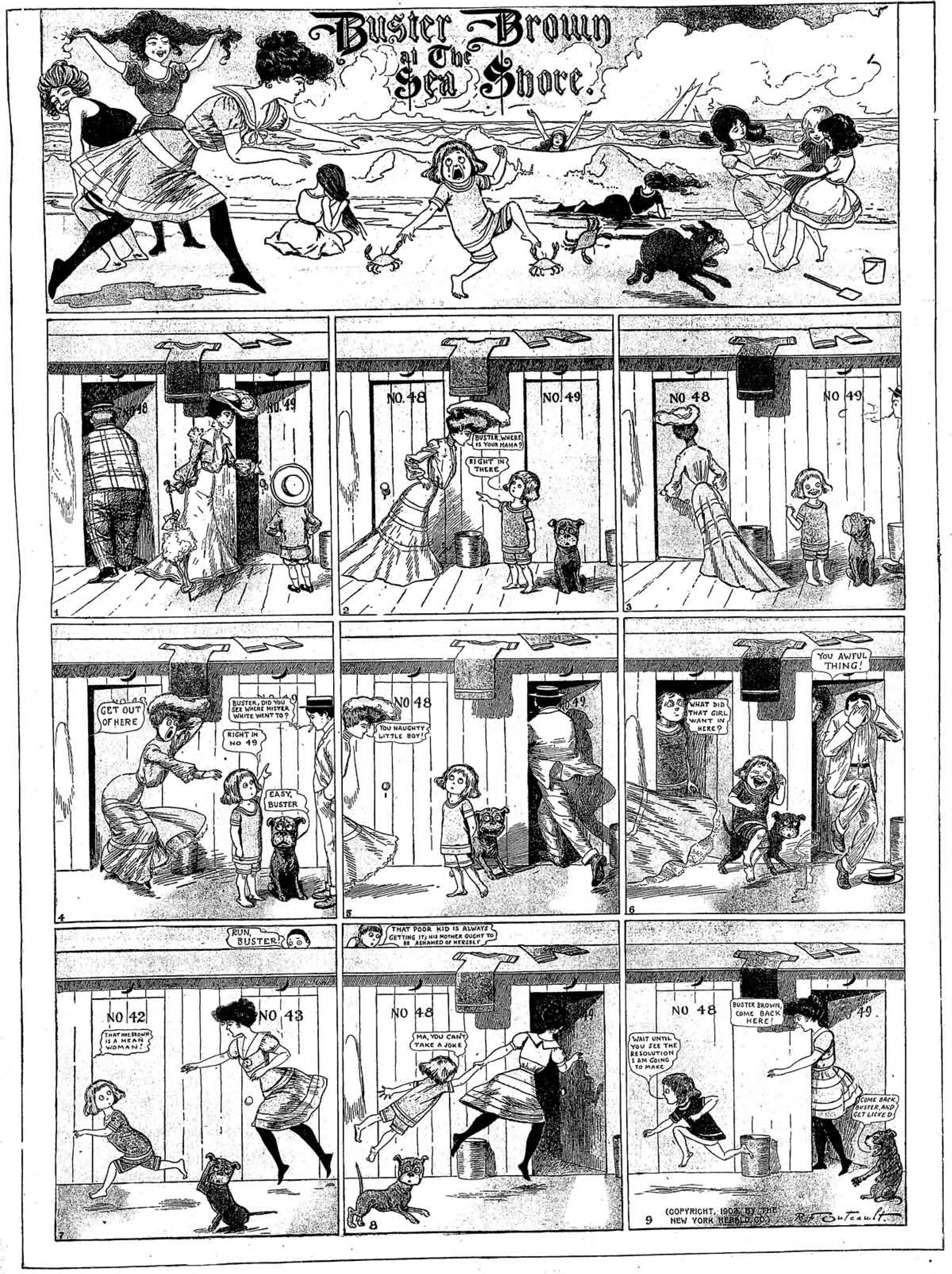 Buster Brown, Sunday page 1903 (15). R. F. Outcault, New York Herald. Public domain.