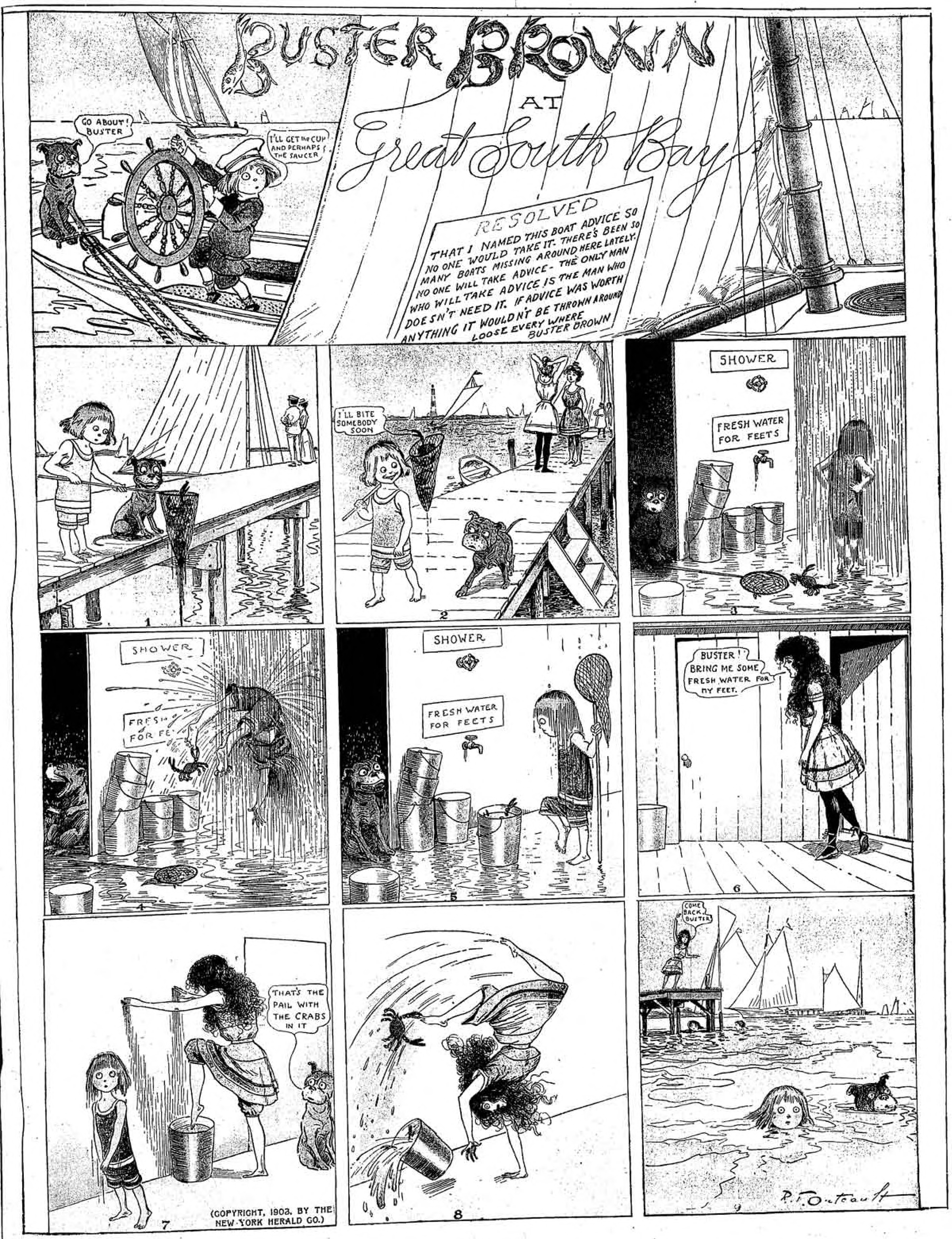 Buster Brown, Sunday page 1903 (16). R. F. Outcault, New York Herald. Public domain.