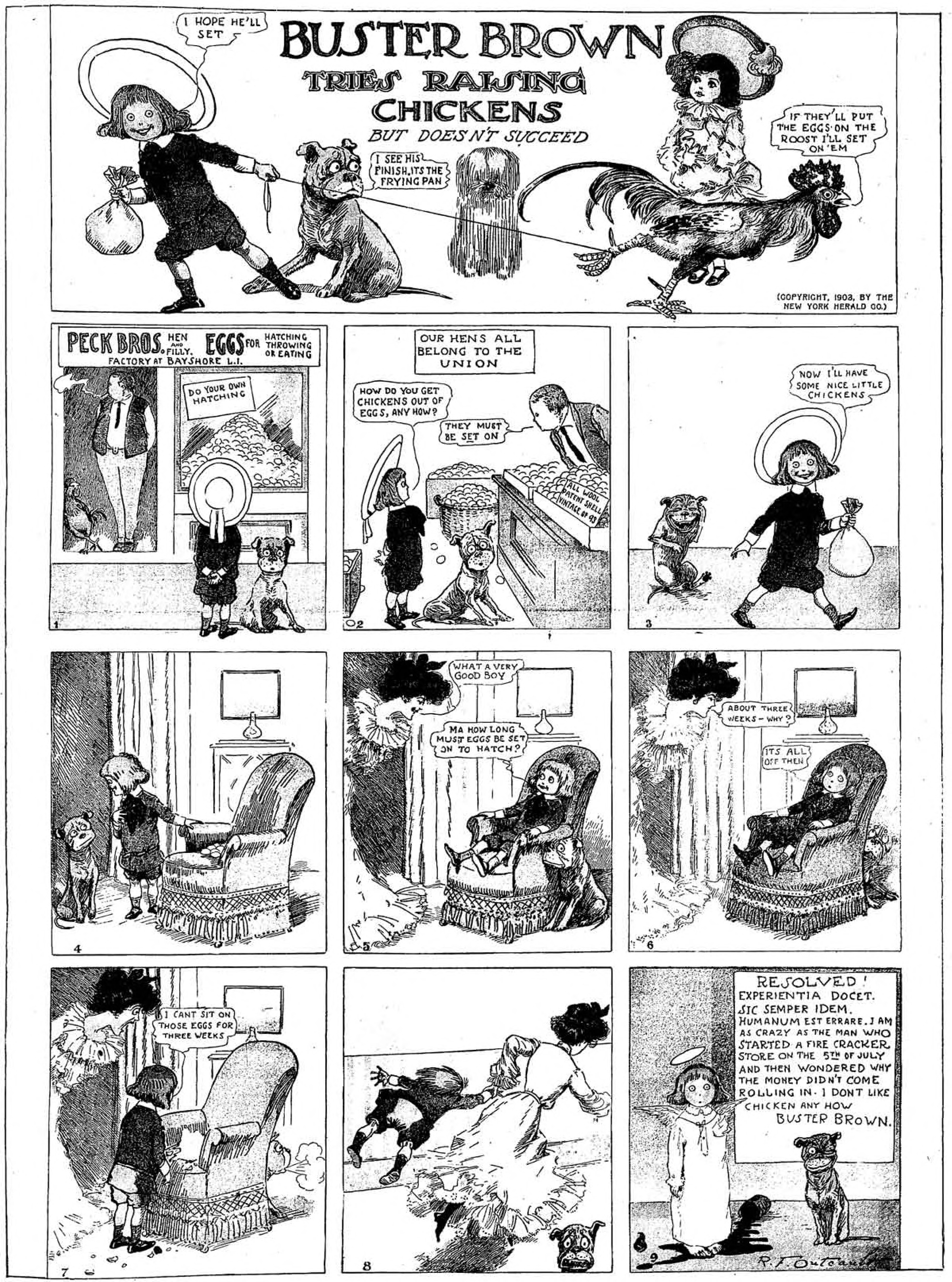 Buster Brown, Sunday page 1903 (18). R. F. Outcault, New York Herald. Public domain.