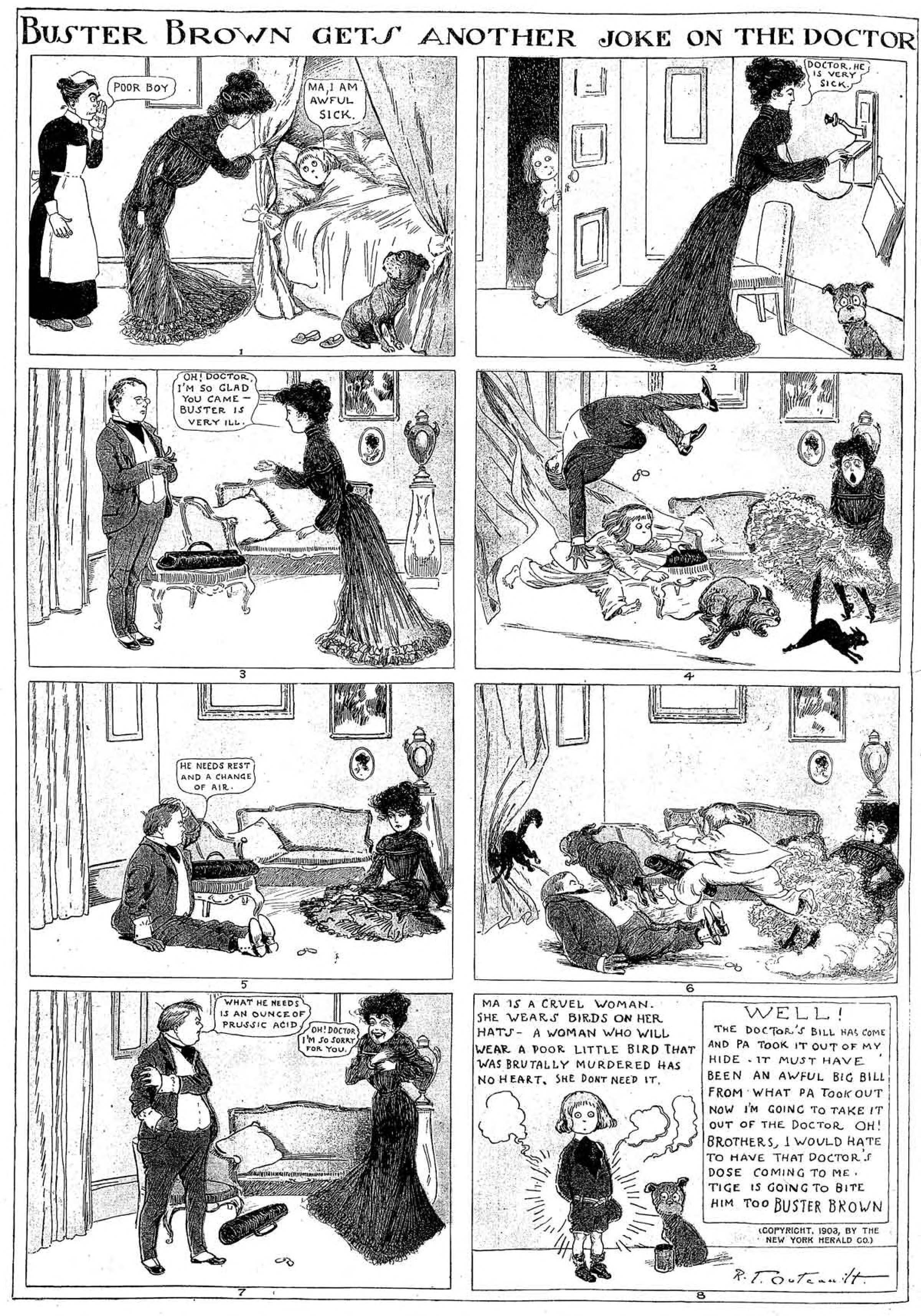 Buster Brown, Sunday page 1903 (3). R. F. Outcault, New York Herald. Public domain.