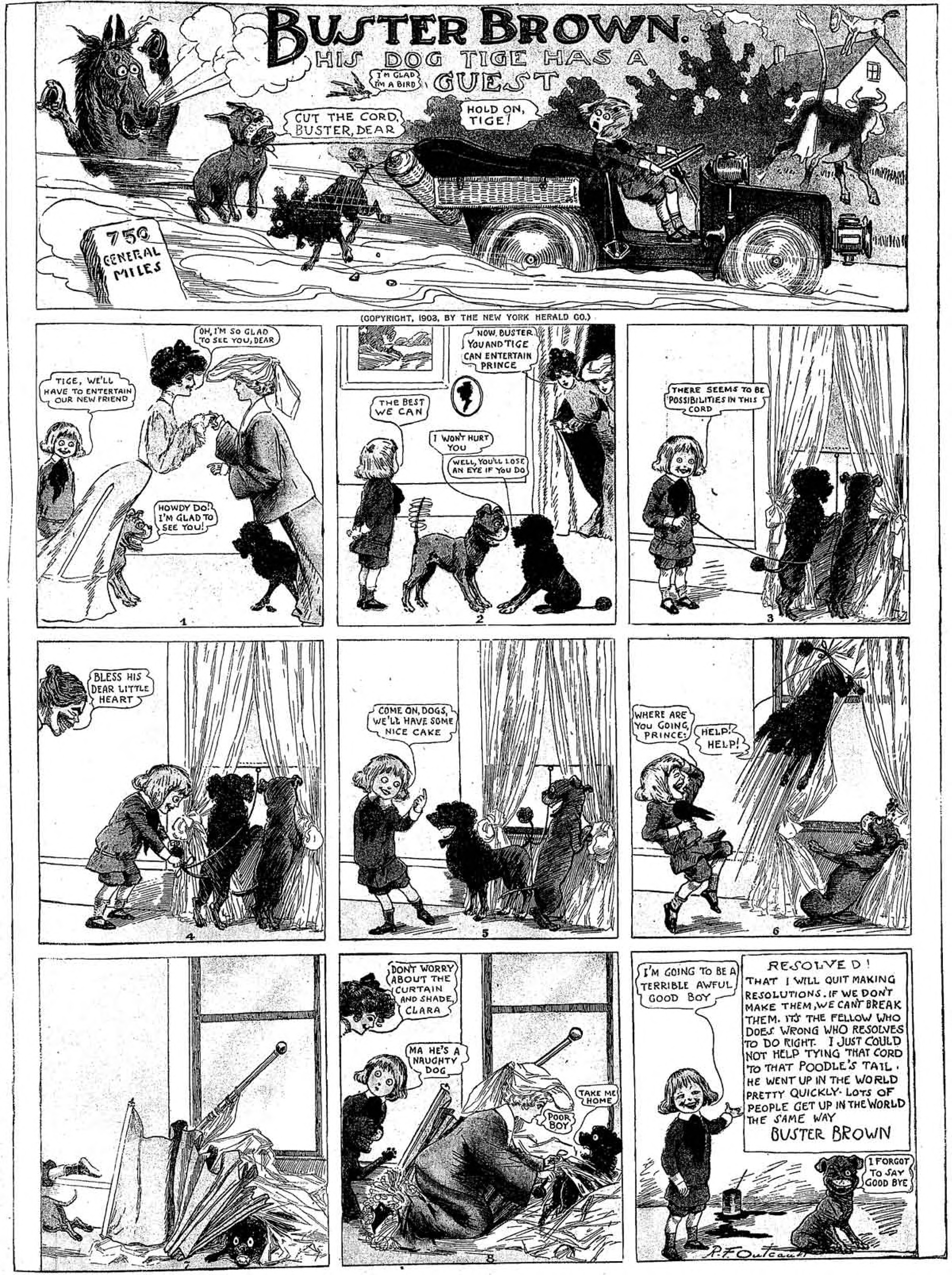 Buster Brown, Sunday page 1903 (23). R. F. Outcault, New York Herald. Public domain.