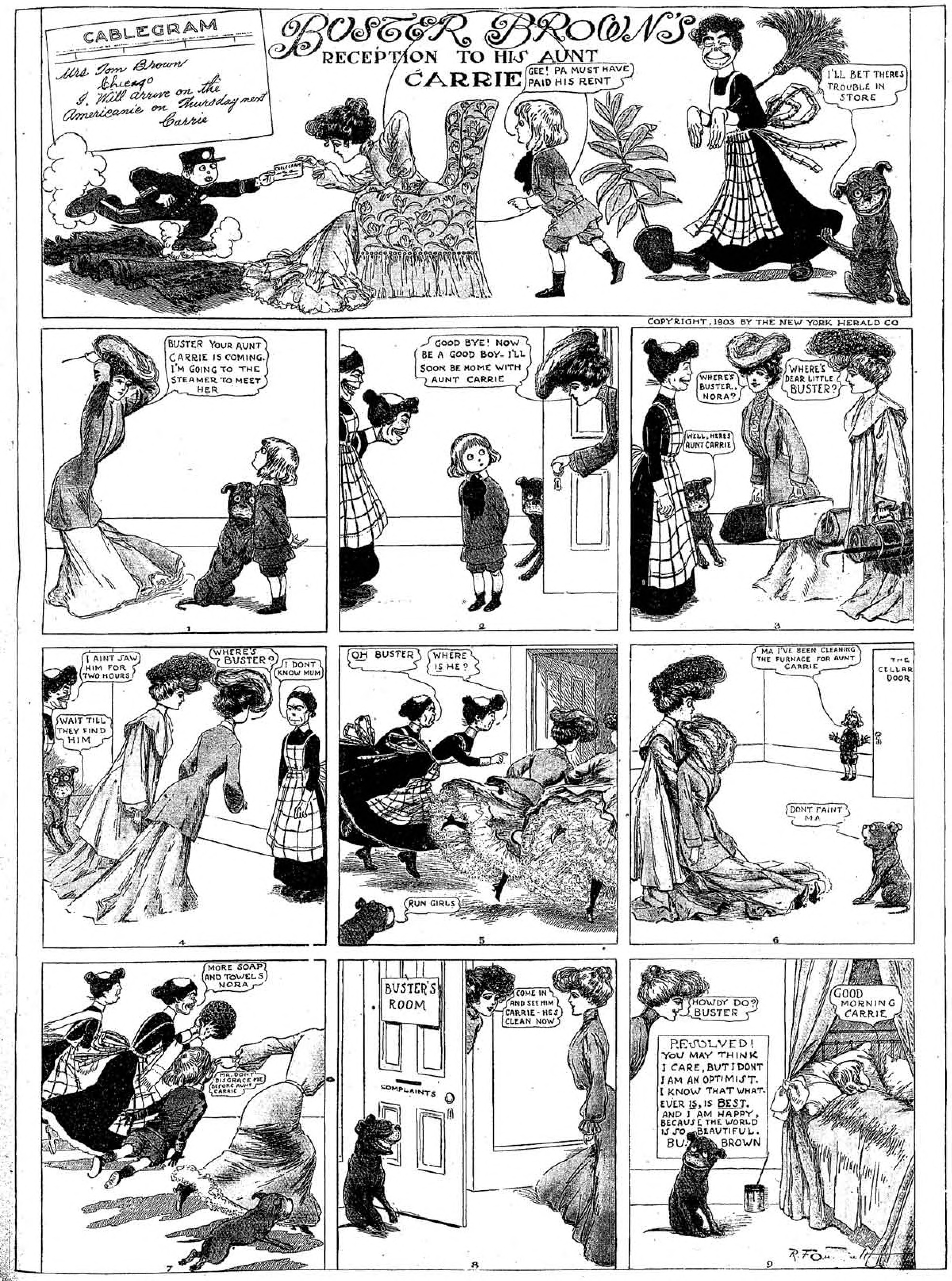 Buster Brown, Sunday page 1903 (25). R. F. Outcault, New York Herald. Public domain.