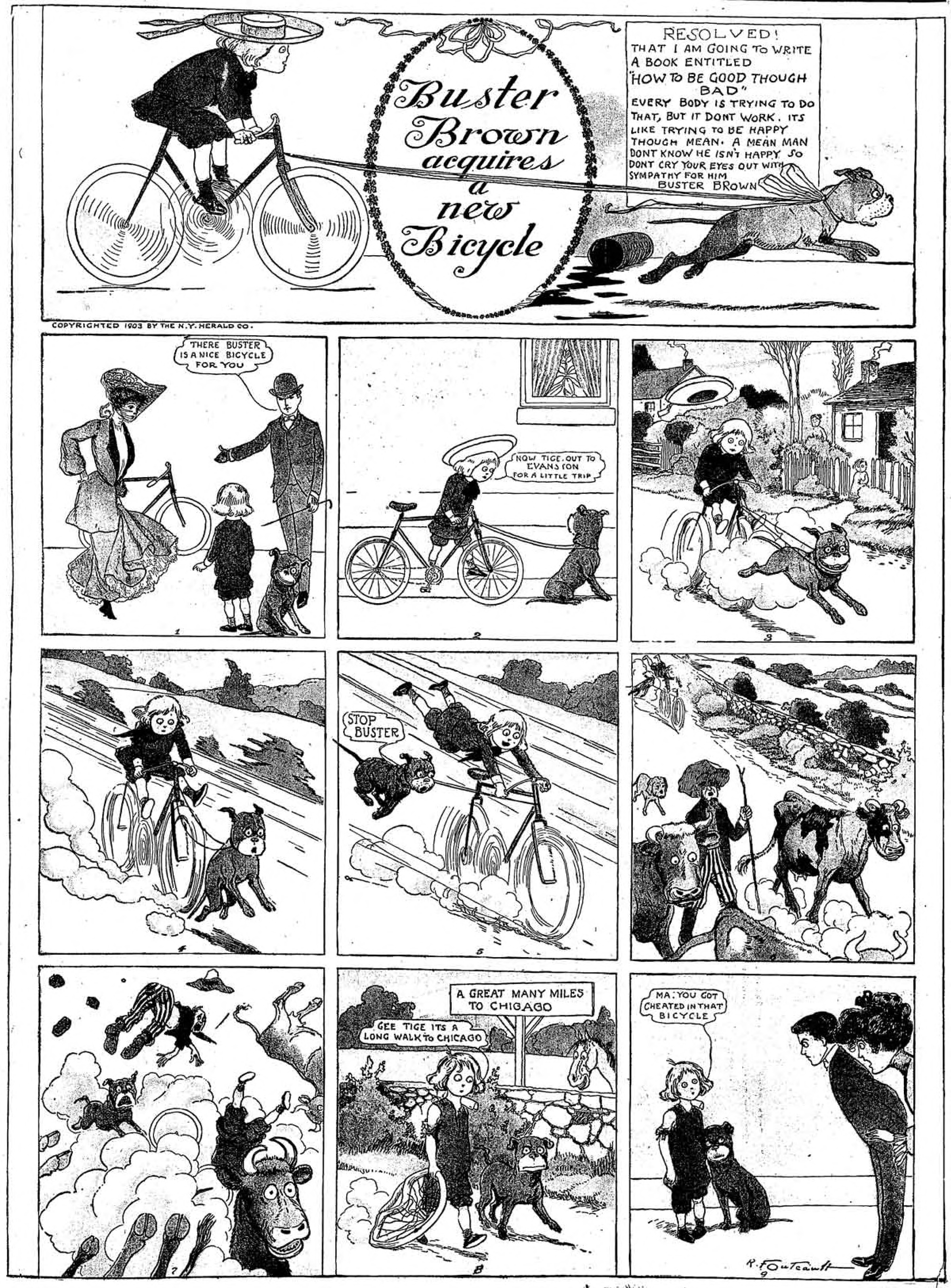Buster Brown, Sunday page 1903 (27). R. F. Outcault, New York Herald. Public domain.