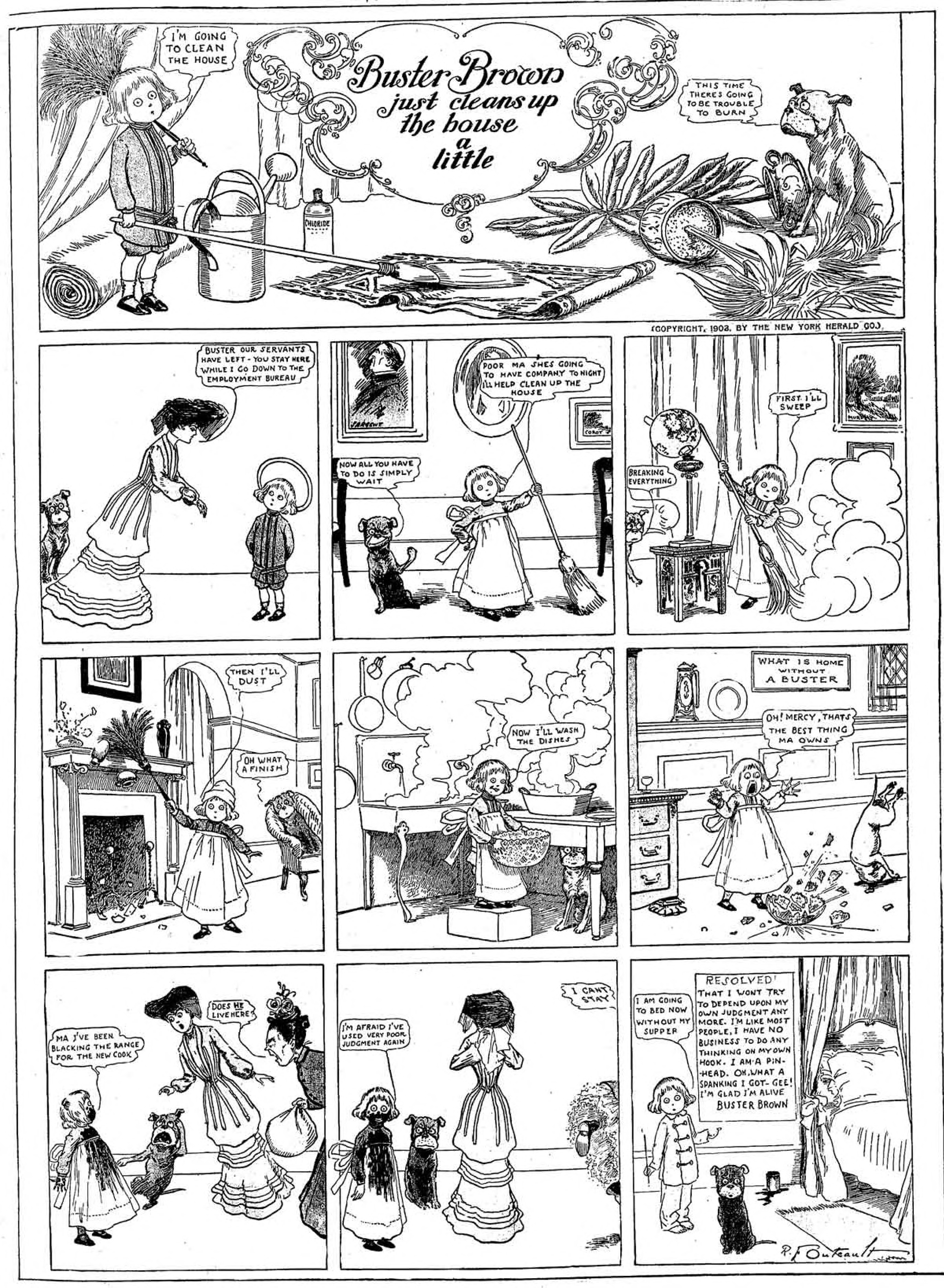 Buster Brown, Sunday page 1903 (30). R. F. Outcault, New York Herald. Public domain.