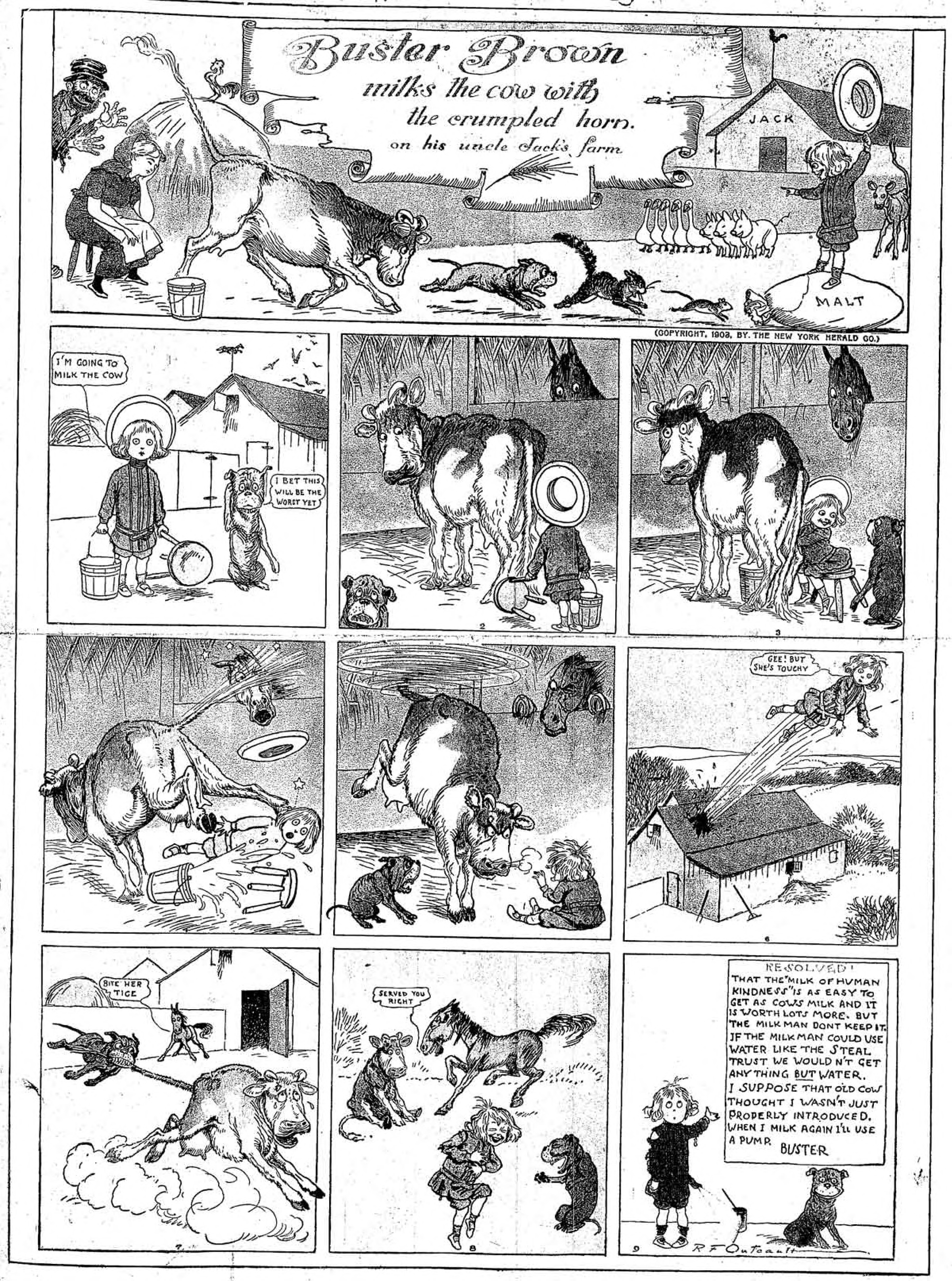 Buster Brown, Sunday page 1903 (32). R. F. Outcault, New York Herald. Public domain.