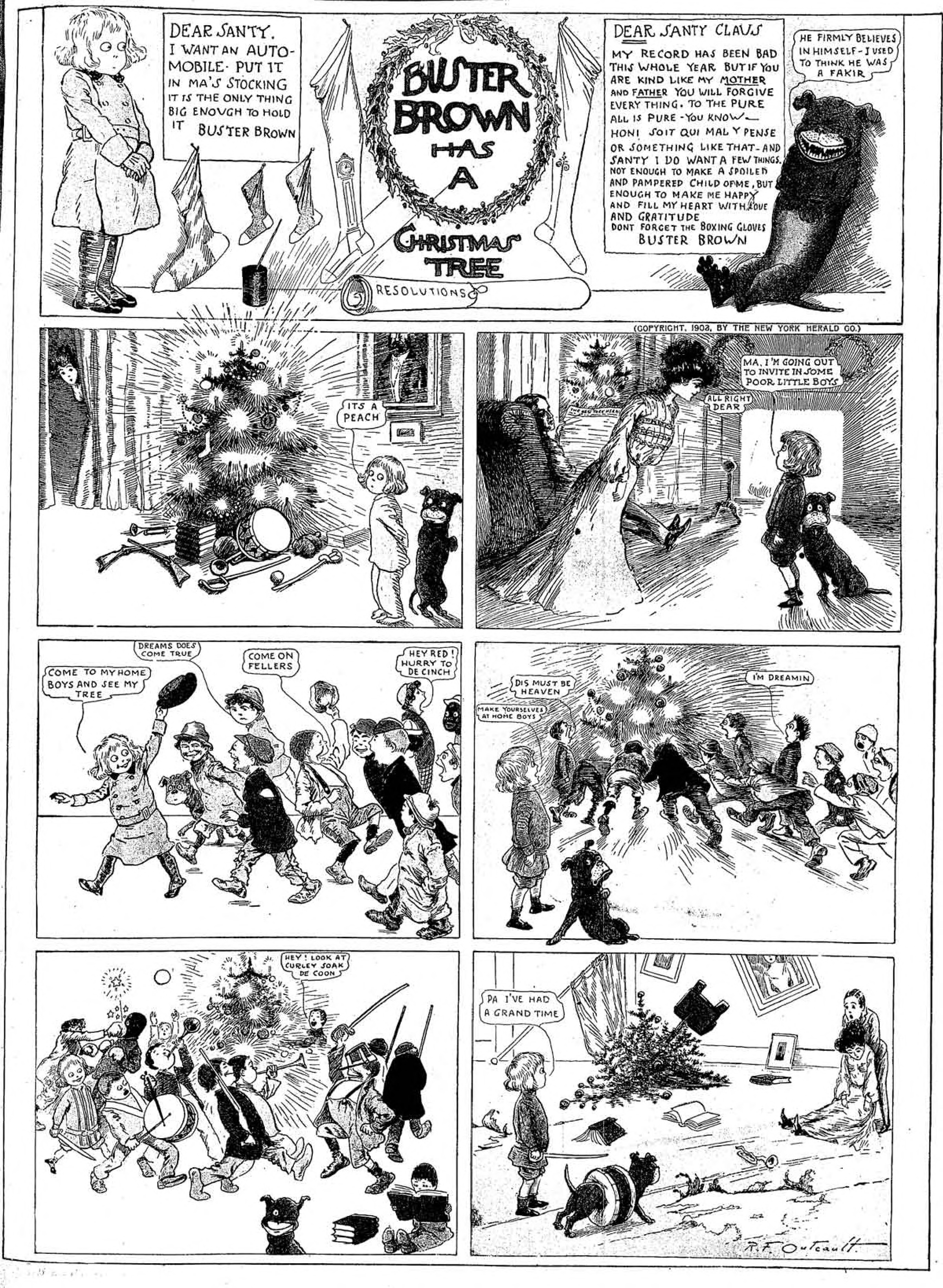 Buster Brown, Sunday page 1903 (34). R. F. Outcault, New York Herald. Public domain.