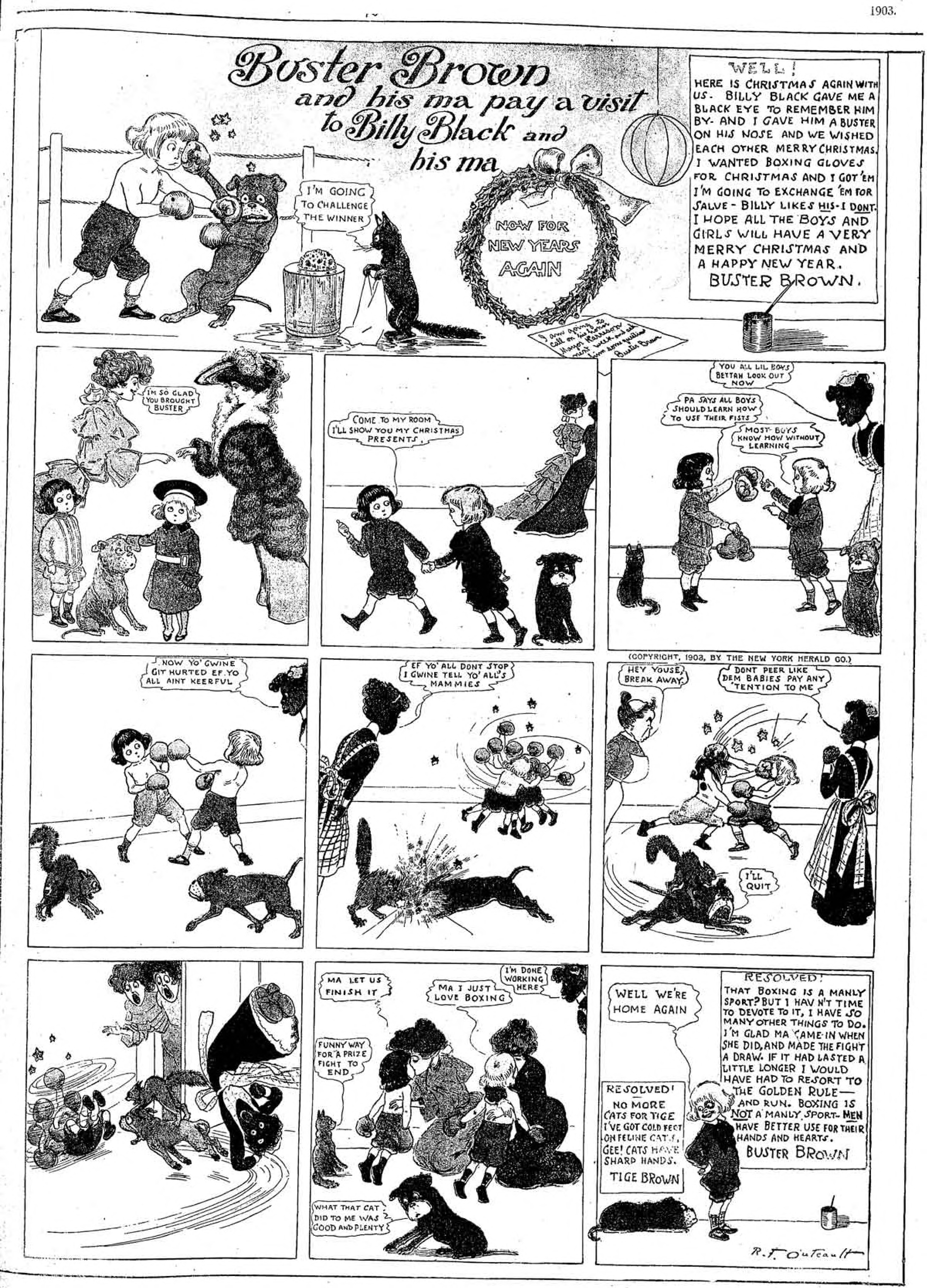 Buster Brown, Sunday page 1903 (35). R. F. Outcault, New York Herald. Public domain.