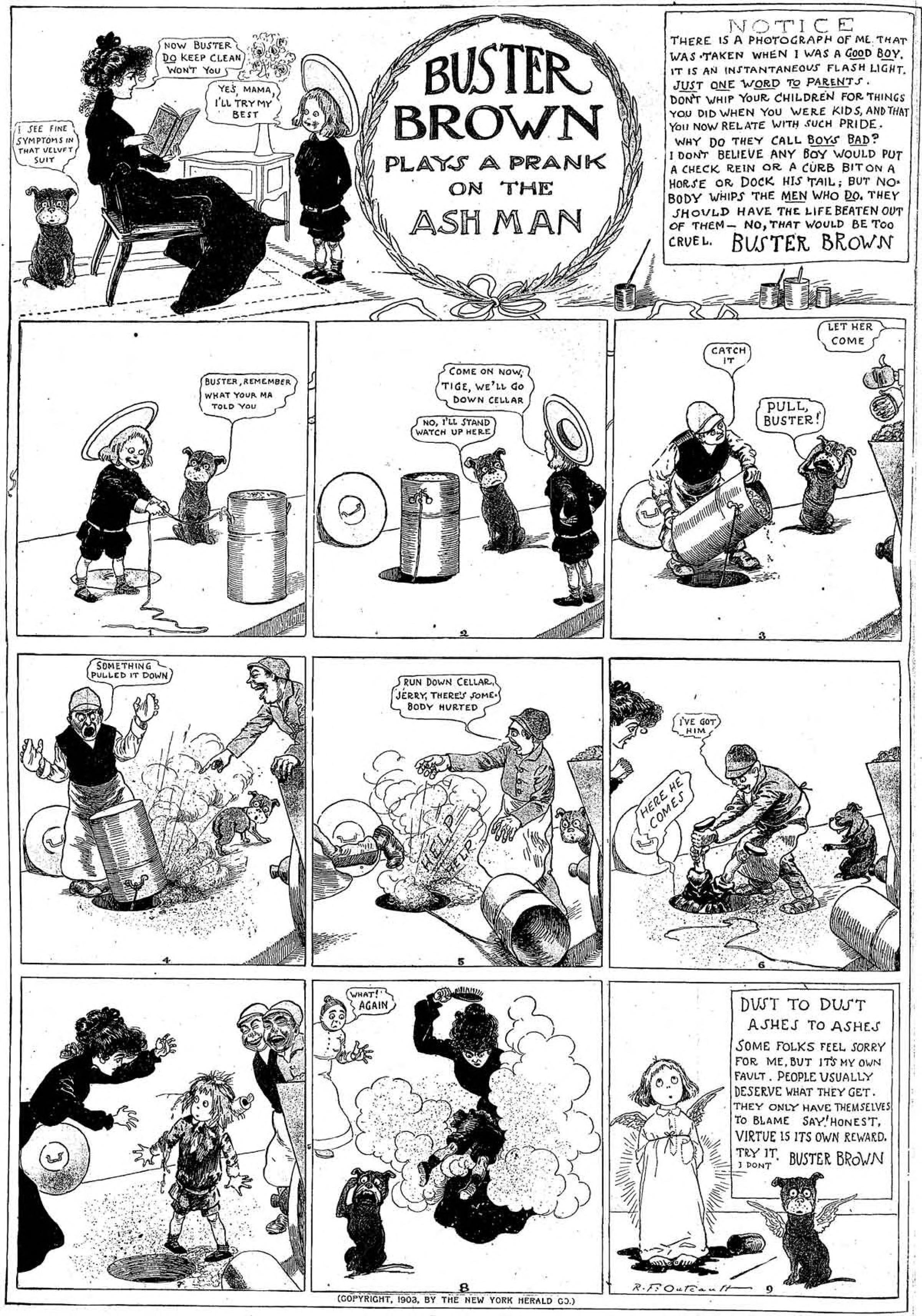 Buster Brown, Sunday page 1903 (7). R. F. Outcault, New York Herald. Public domain.