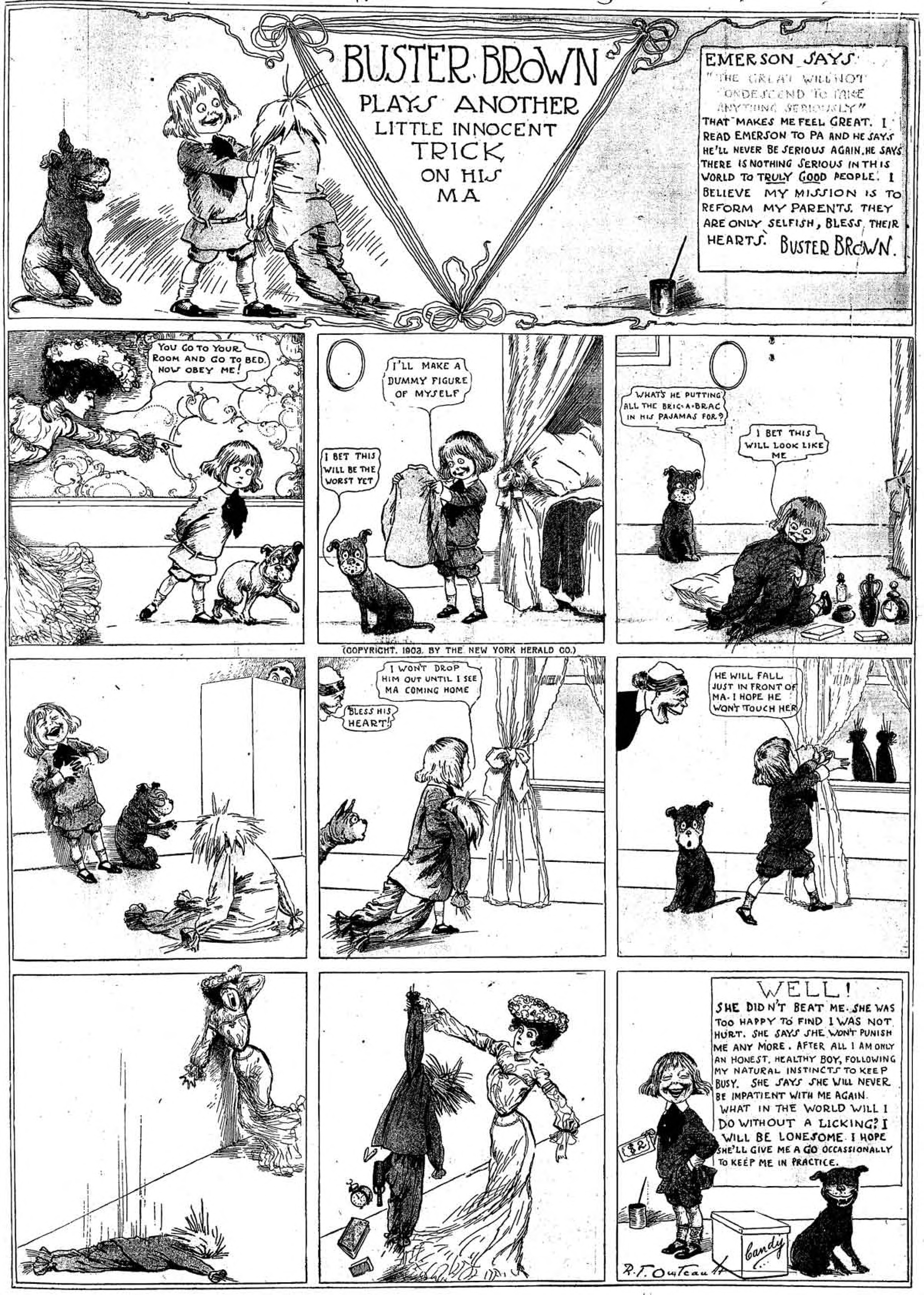 Buster Brown, Sunday page 1903 (8). R. F. Outcault, New York Herald. Public domain.